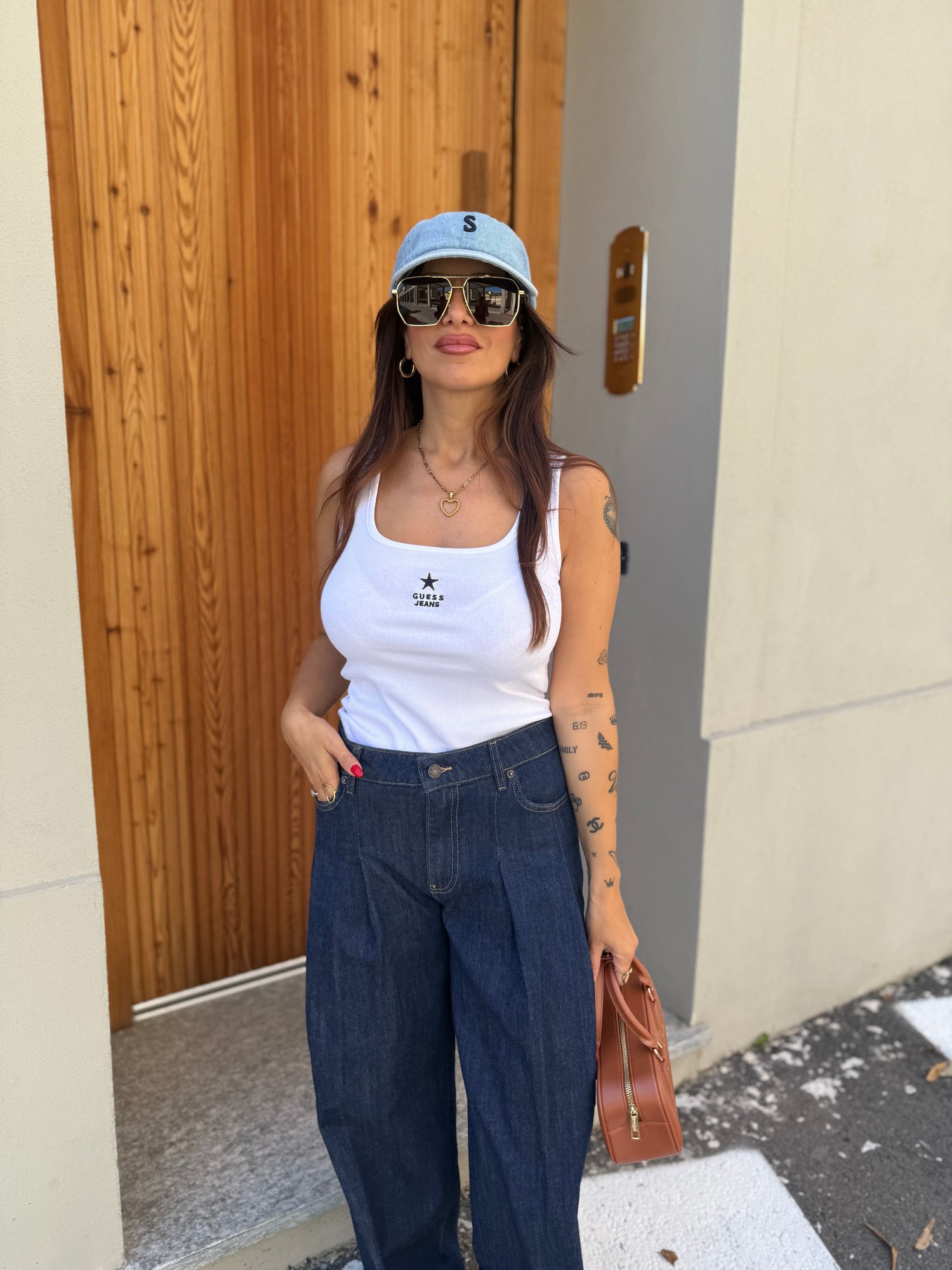 Canotta costine logo GUESS JEANS