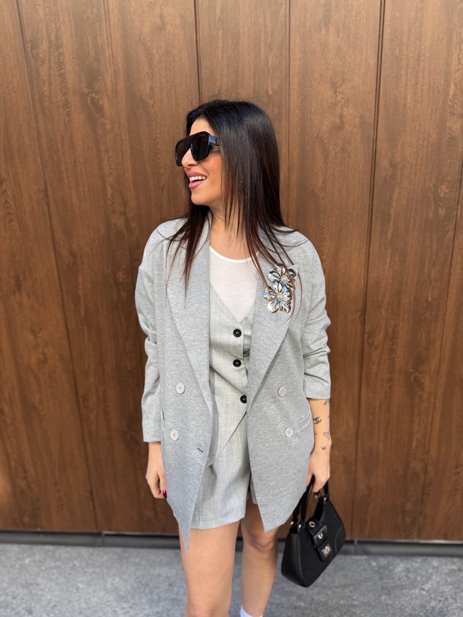 Blazer tailleur doppiopetto “Silver Flower” VICOLO