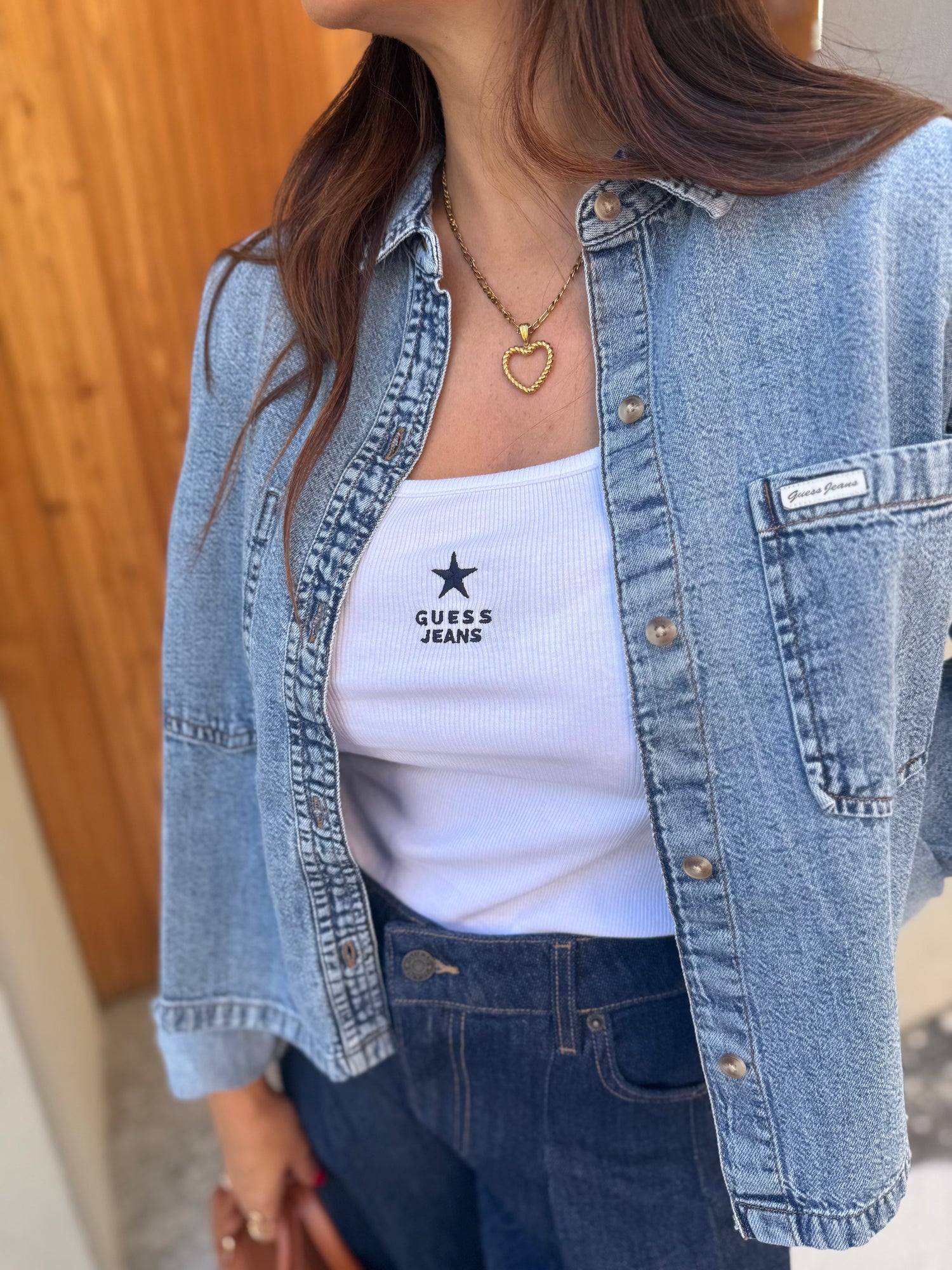 Canotta costine logo GUESS JEANS