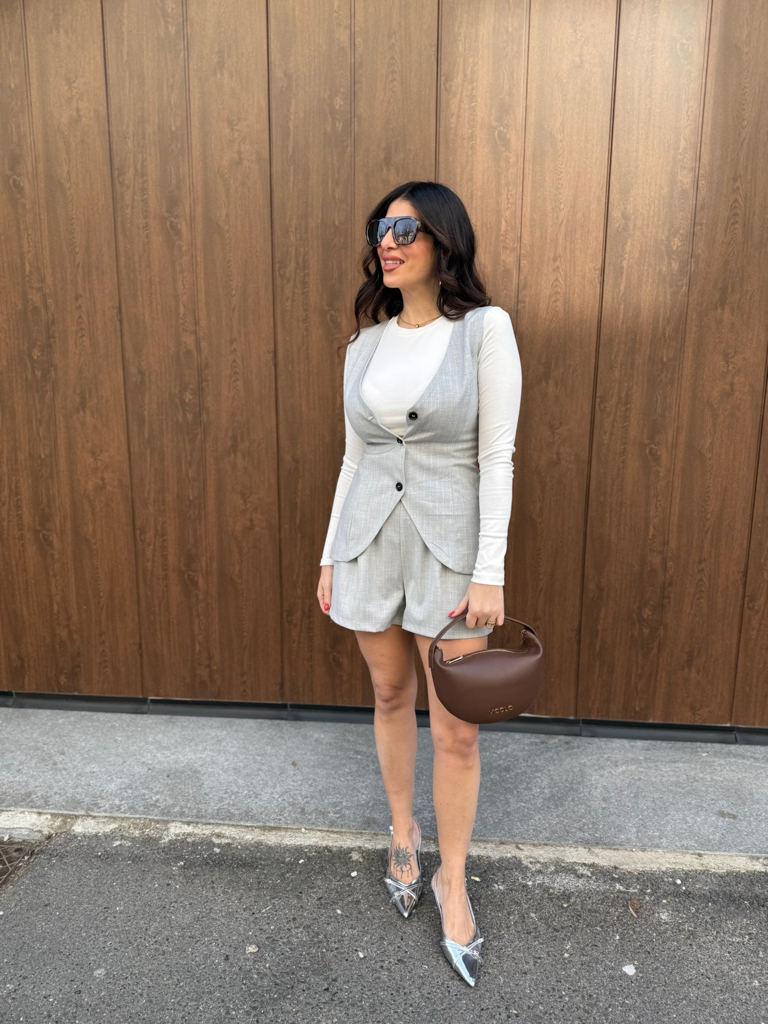 Gilet “Grey Check” GLAMOROUS