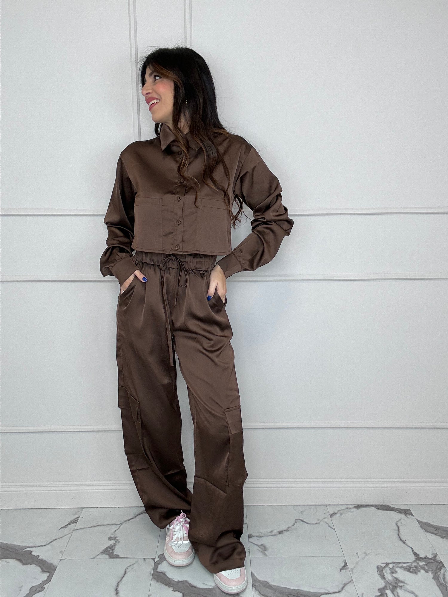 Camicia crop “Satin” GLAMOROUS