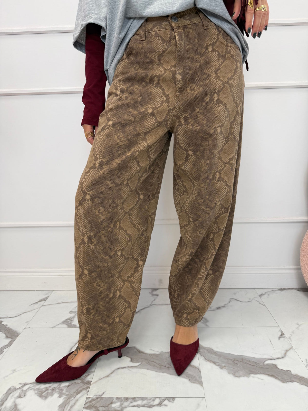 Jeans balloon pitonato HAVEONE