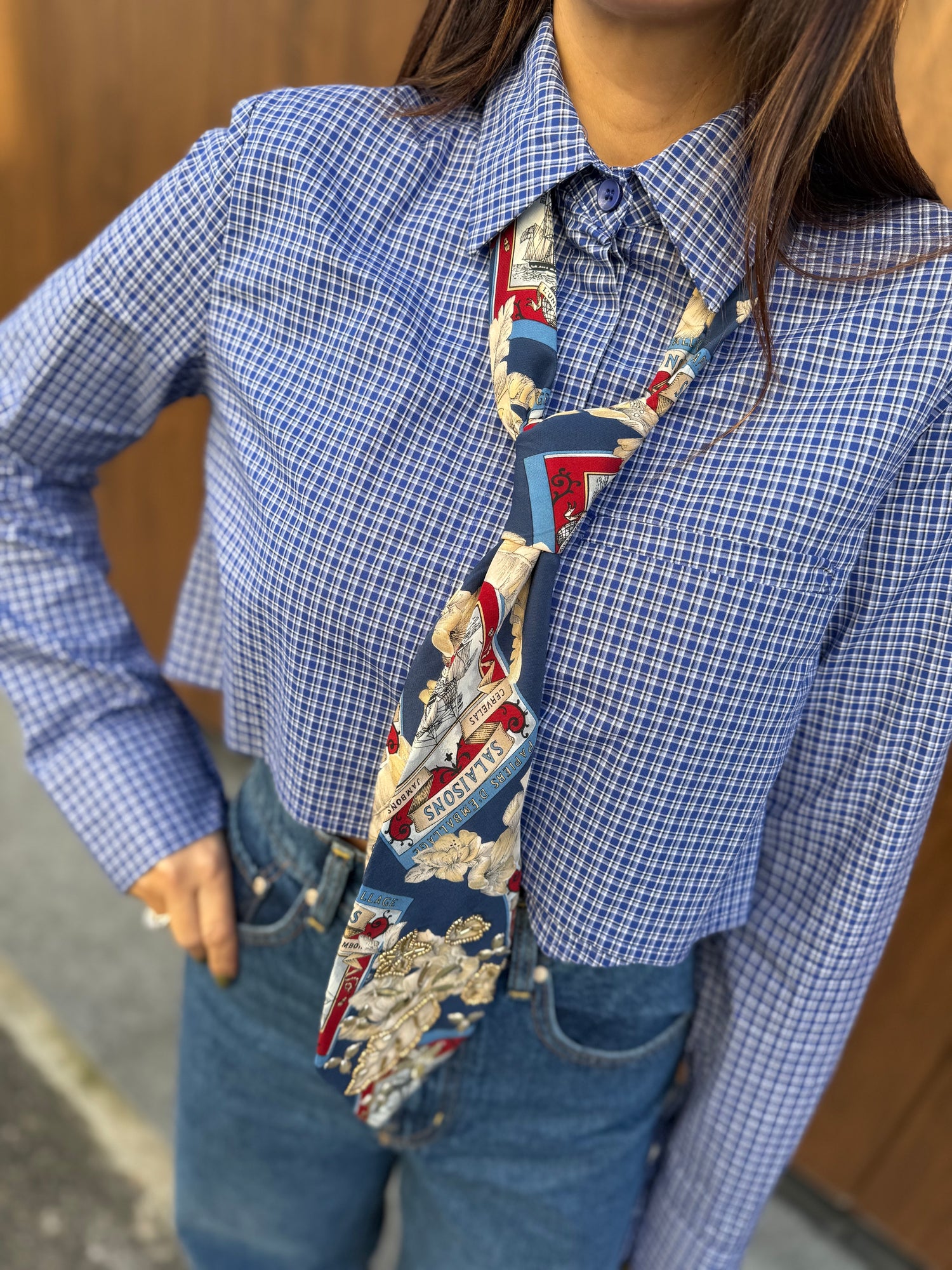 Camicia crop quadri LUMINA