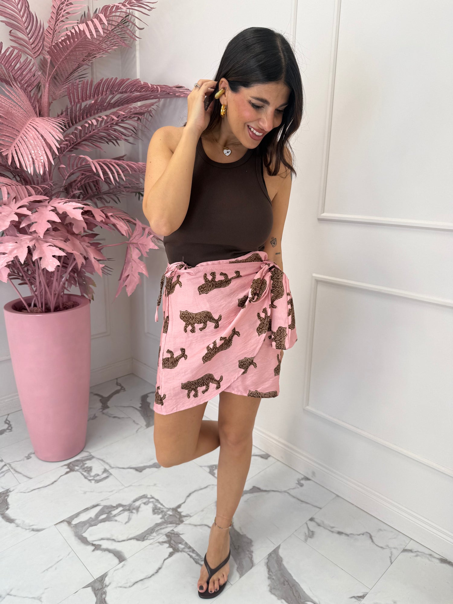 Set Gonna pareo + Top “Pink Tiger” LIP