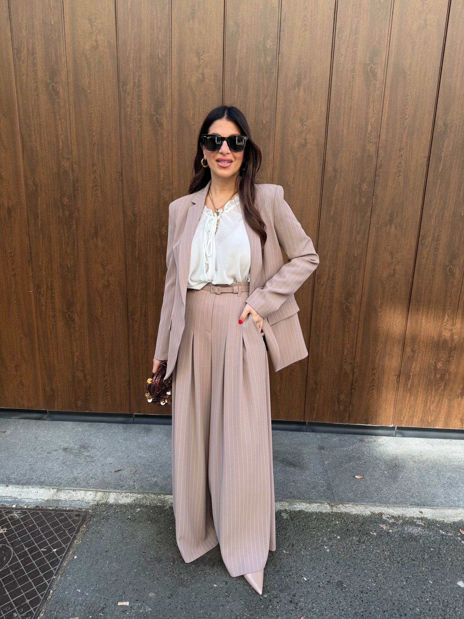 Pantalone palazzo tailleur “Margot” gessato IMPERIAL