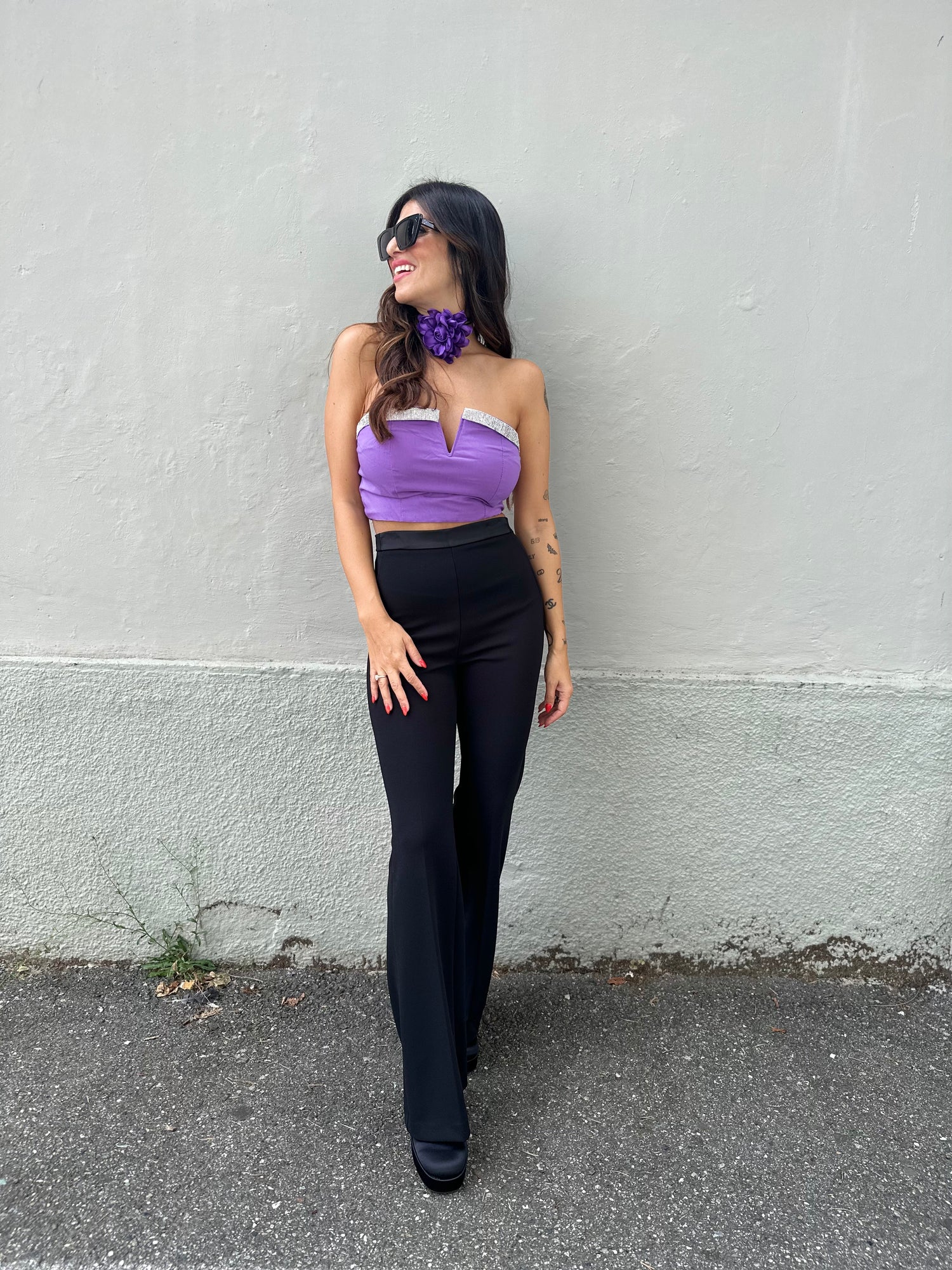 Top corto strass LUMINA