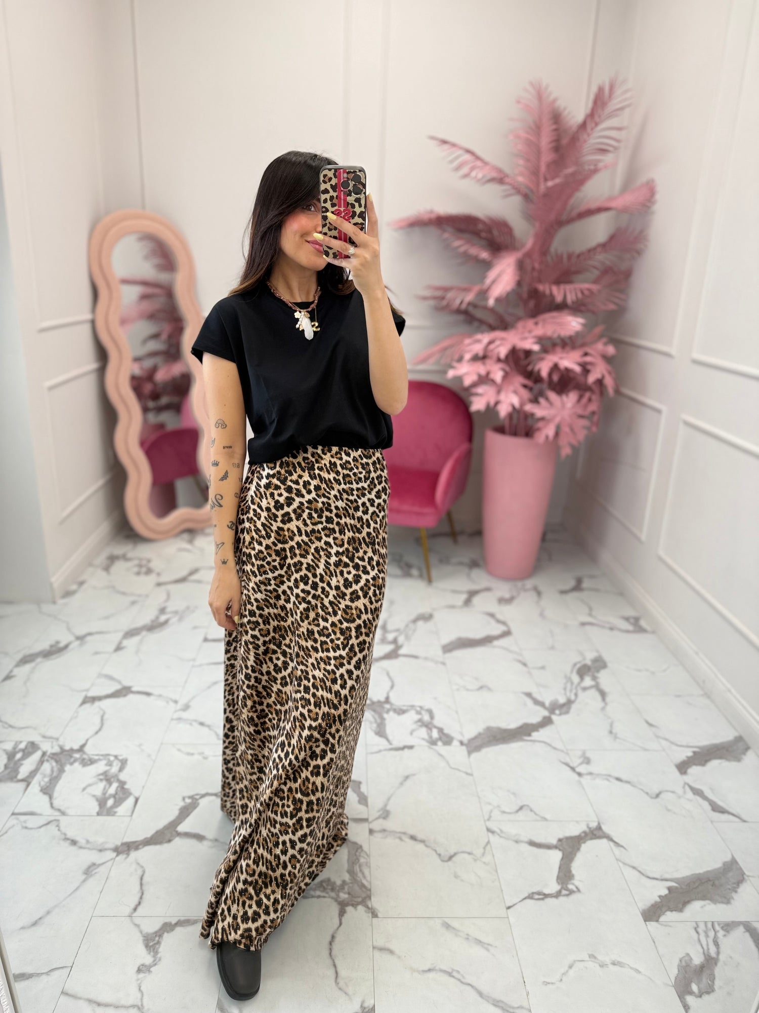 Gonna lunga Leopard strass LIP