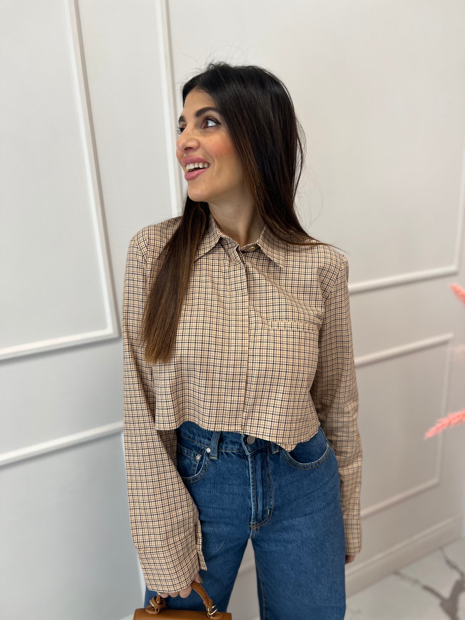 Camicia crop quadri LUMINA