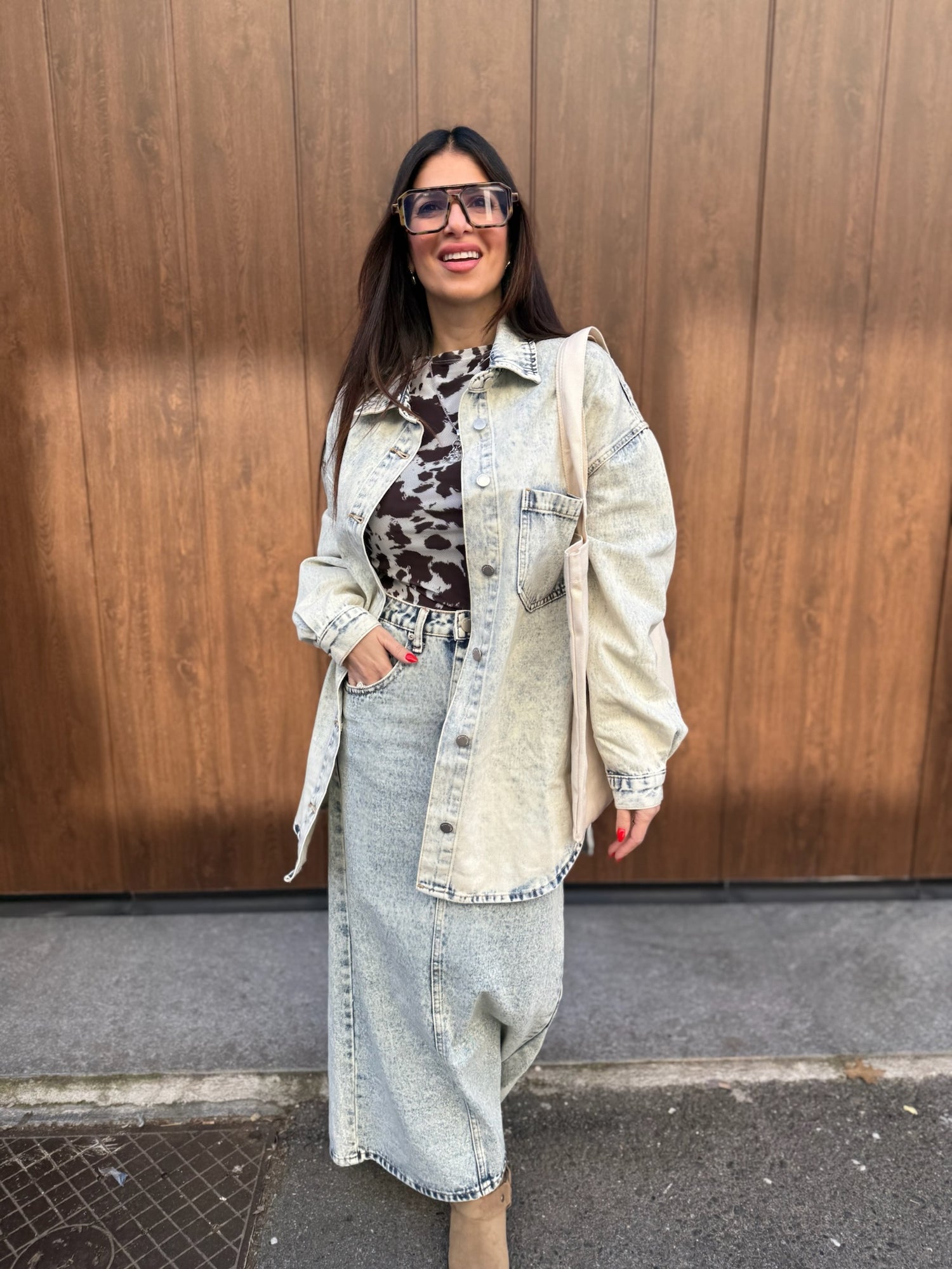 Gonna lunga denim “Ilary” GLAMOROUS