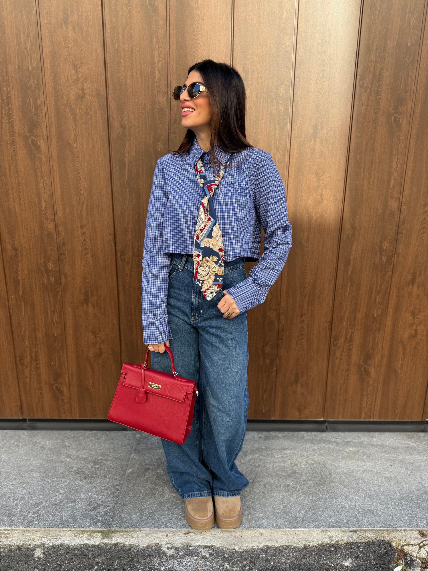 Camicia crop quadri LUMINA