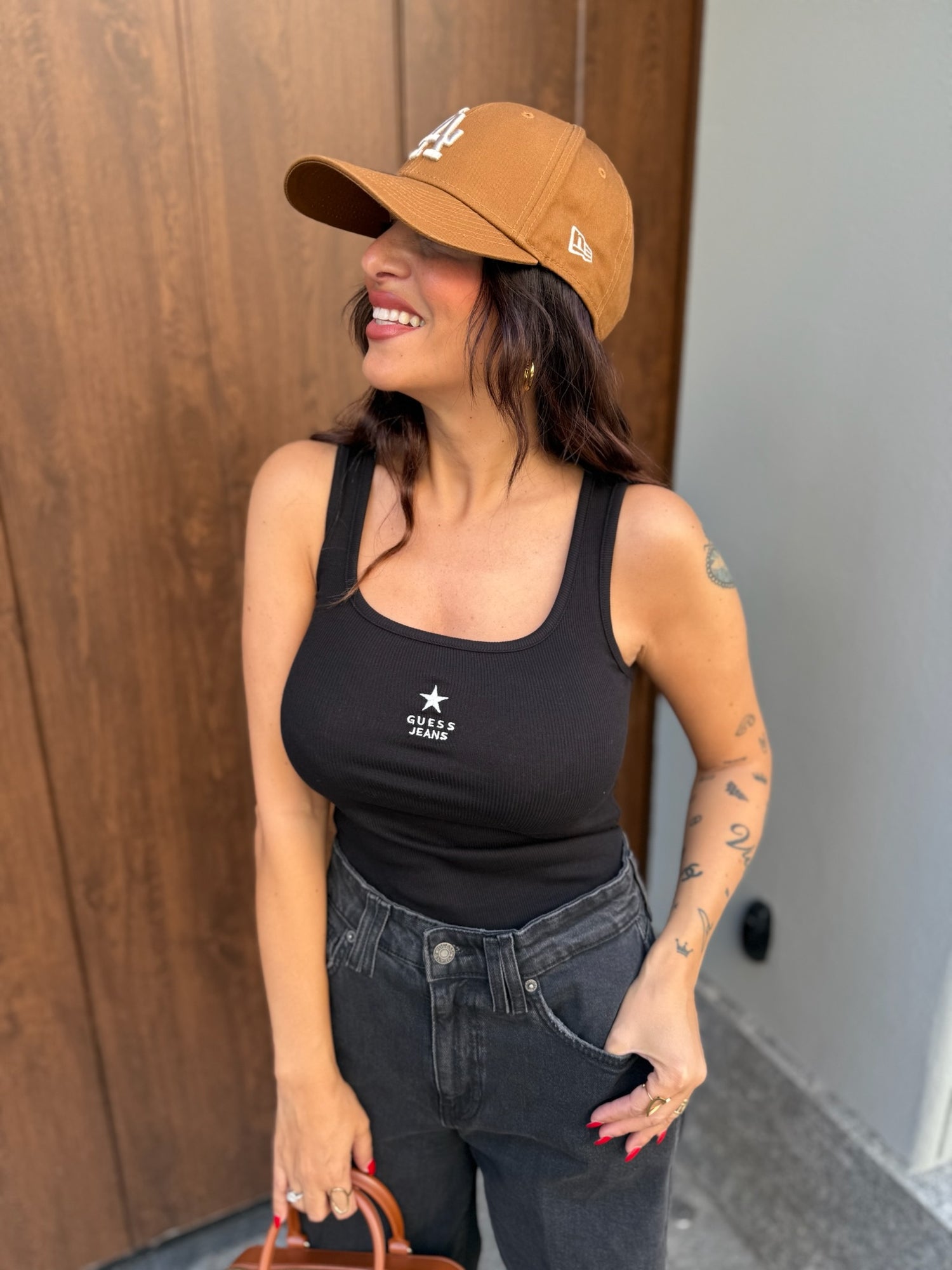 Canotta costine logo GUESS JEANS