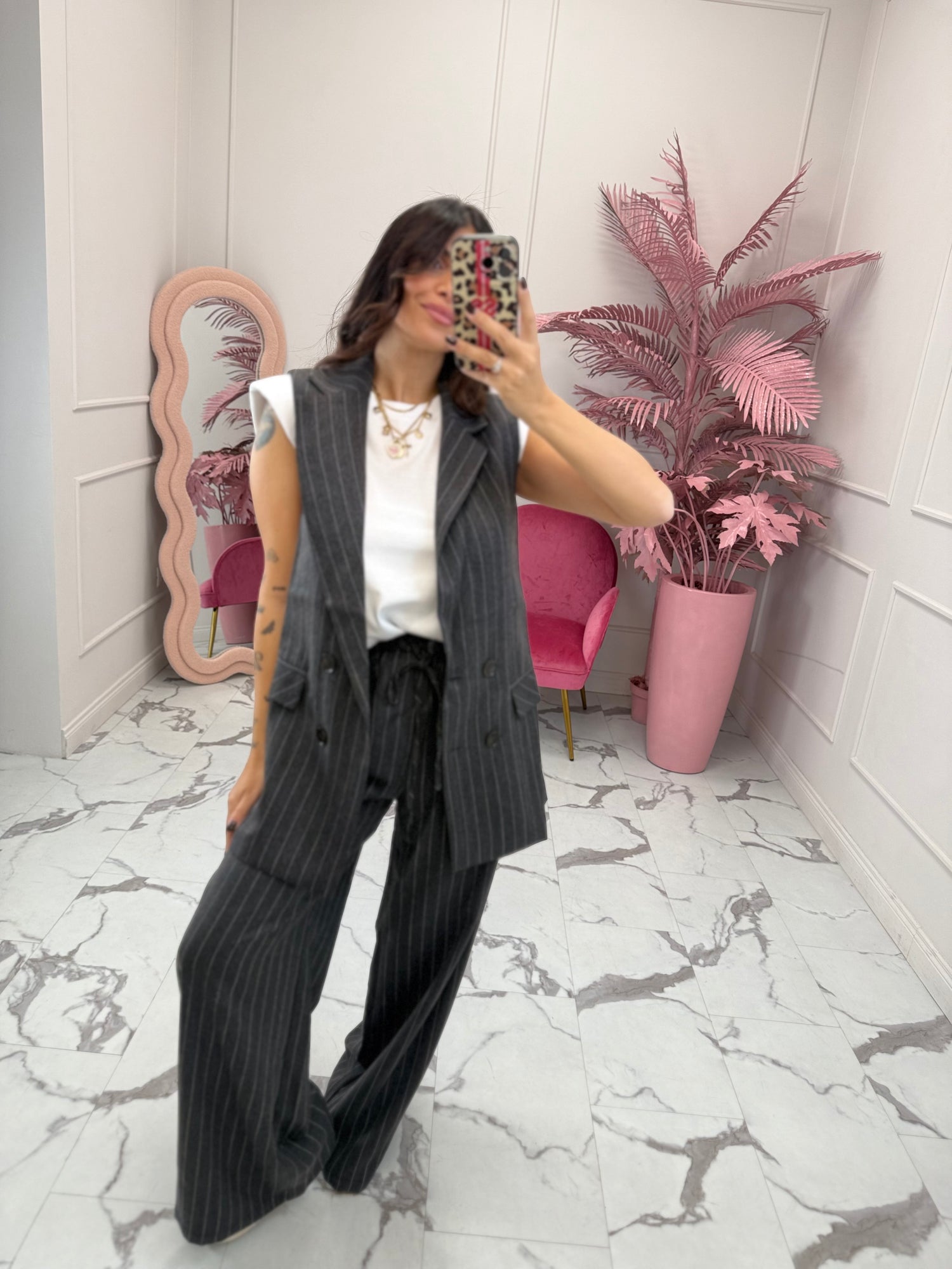 Pantalone gessato “Helena” GLAMOROUS