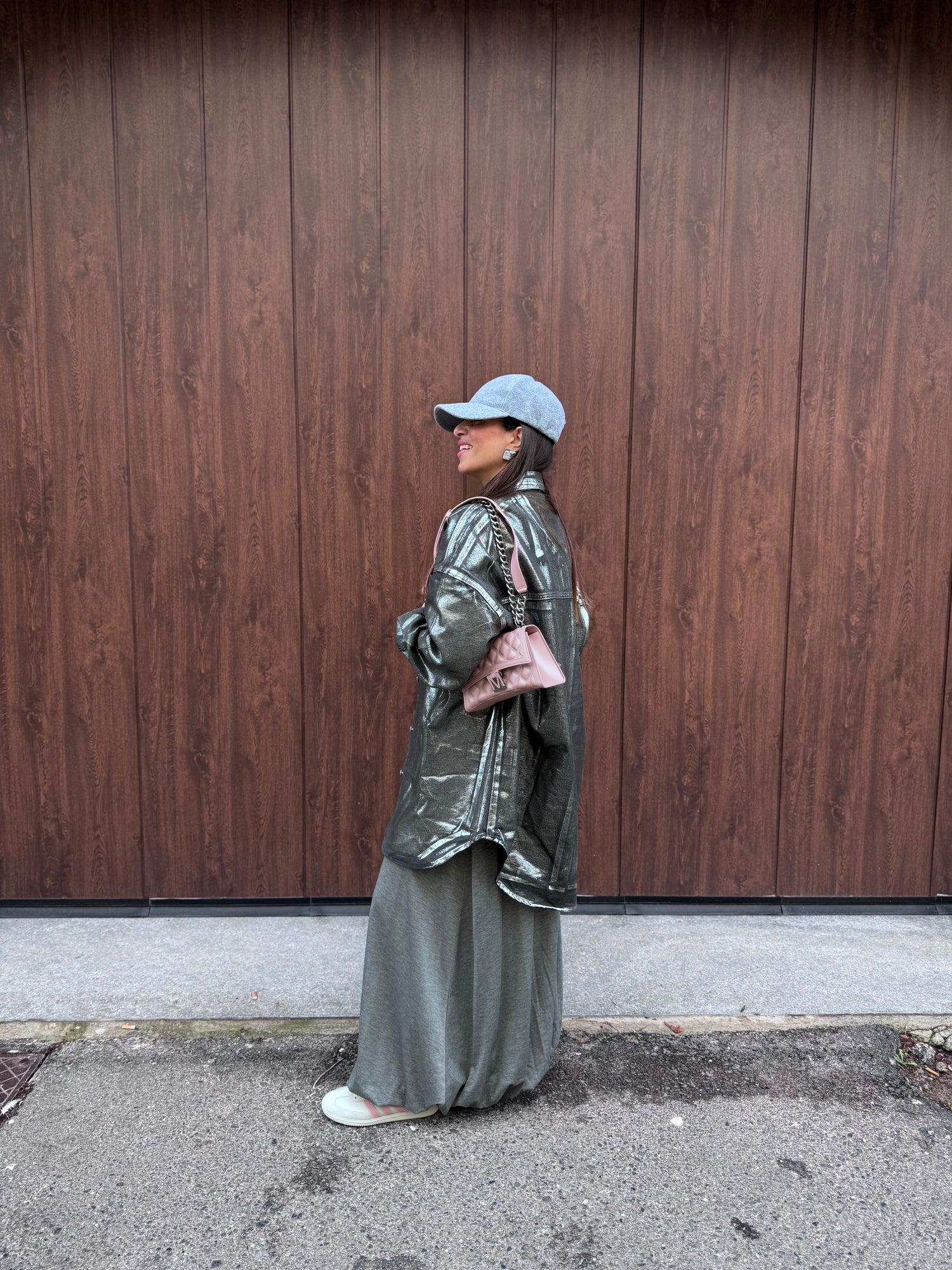 Camicia over effetto spalmato GLAMOROUS