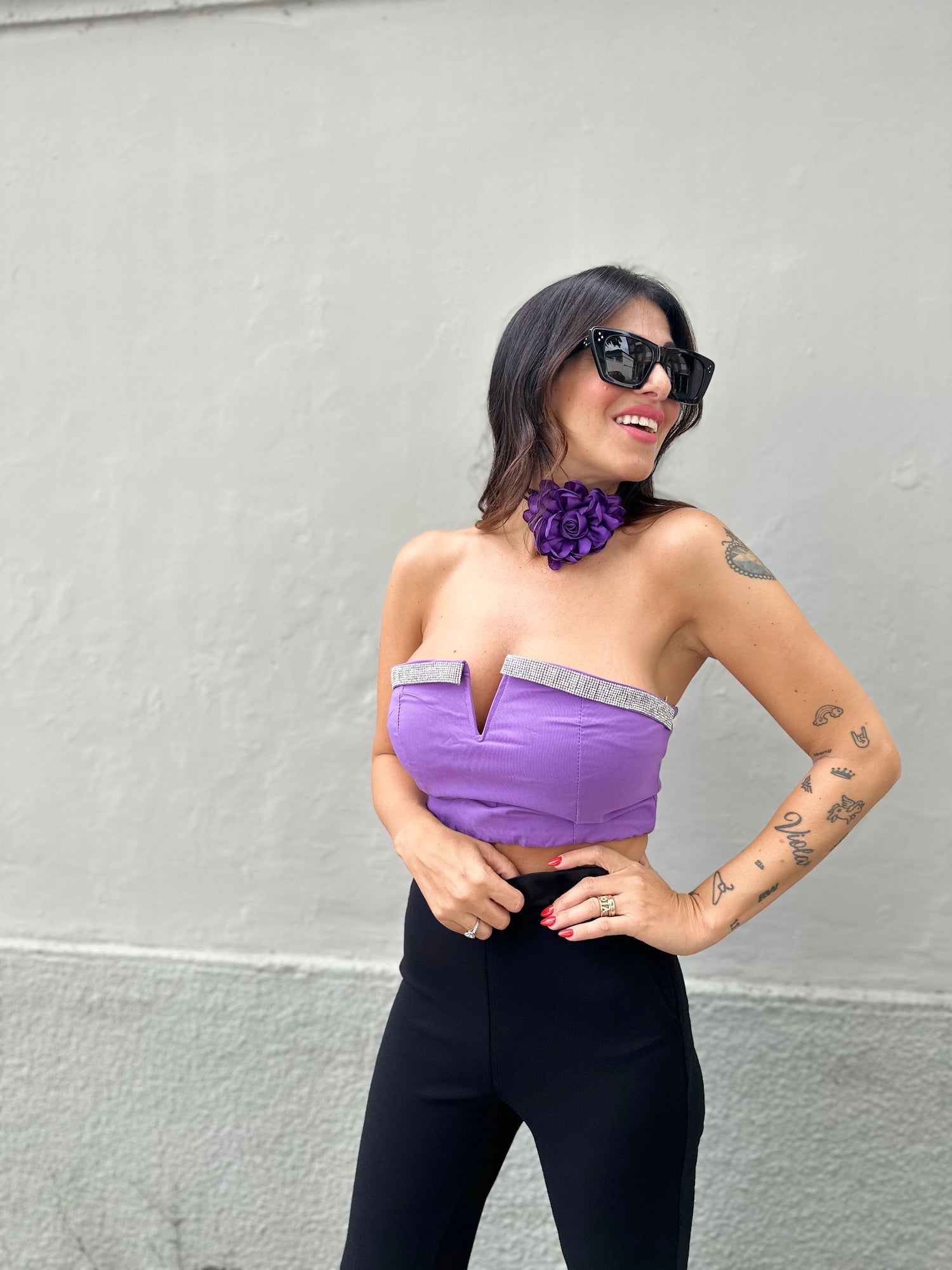 Top corto strass LUMINA