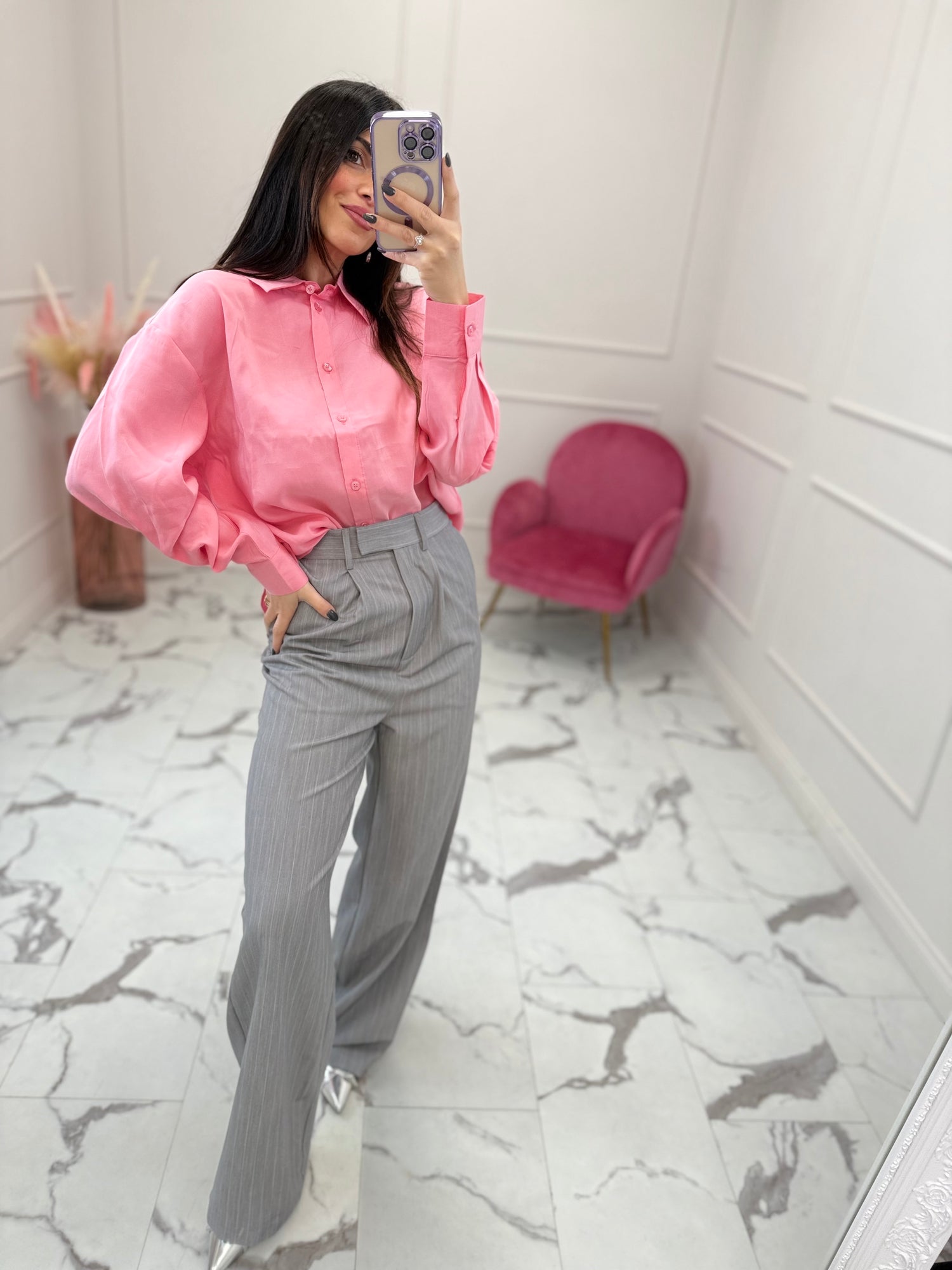 Pantalone wide leg gessato GLAMOROUS