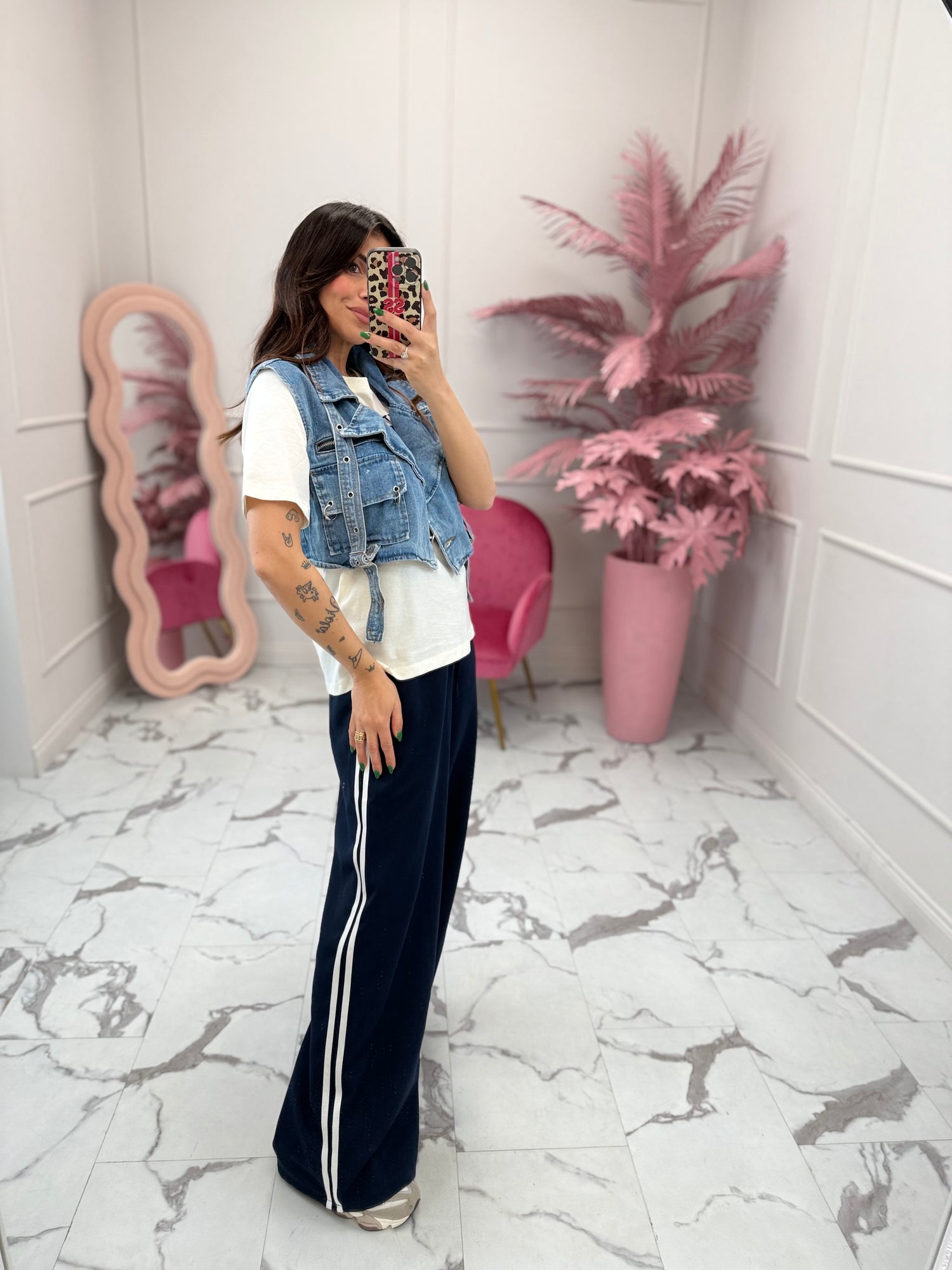 Gilet crop in denim MONIQUE