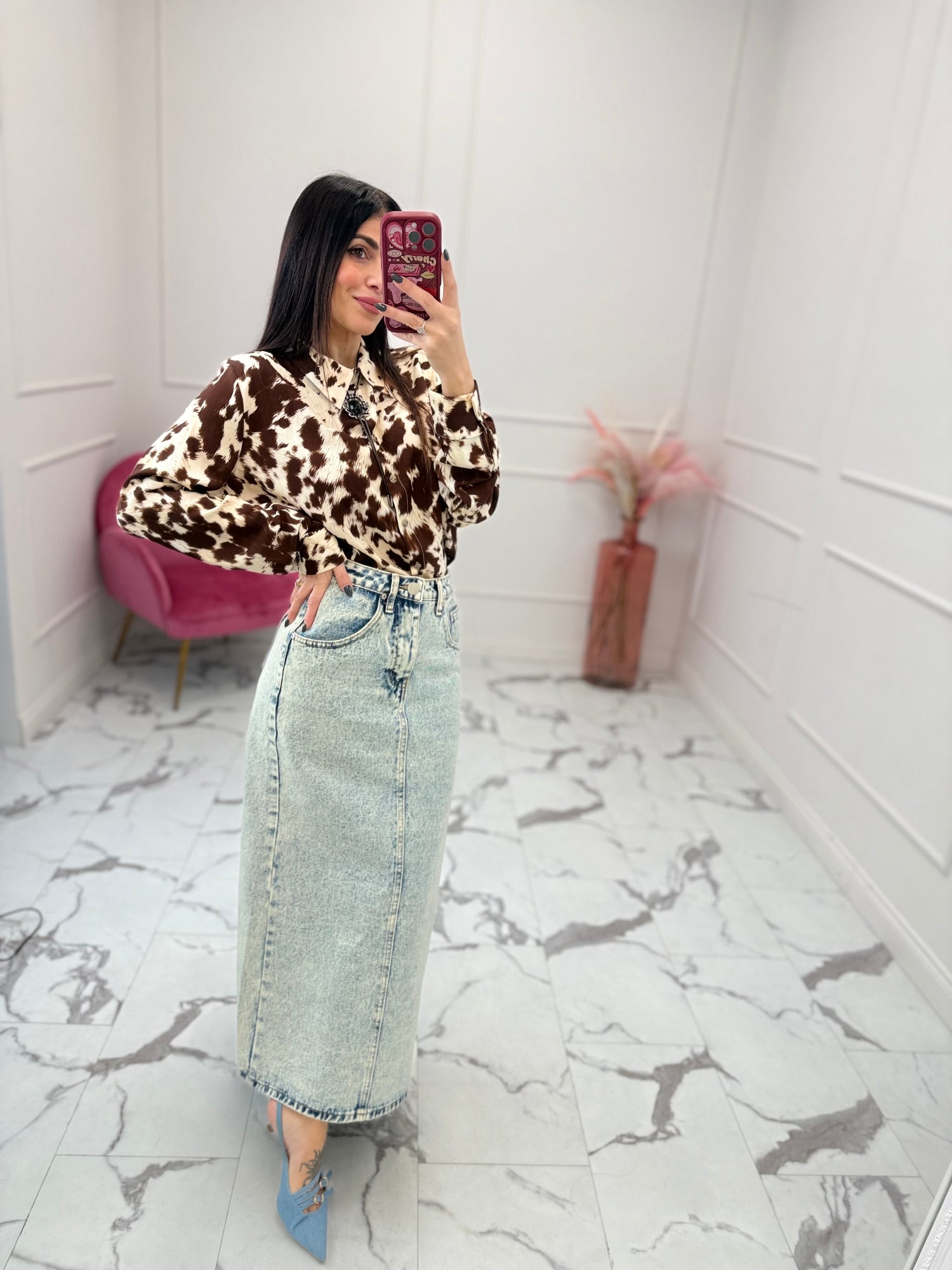 Gonna lunga denim “Ilary” GLAMOROUS