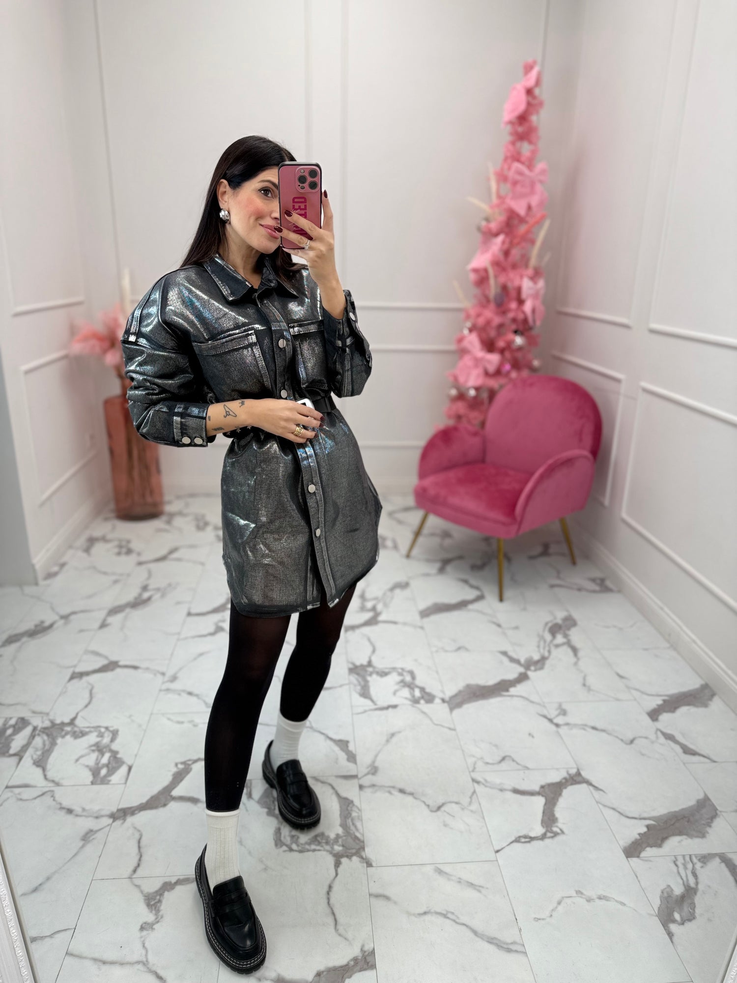 Camicia over effetto spalmato GLAMOROUS