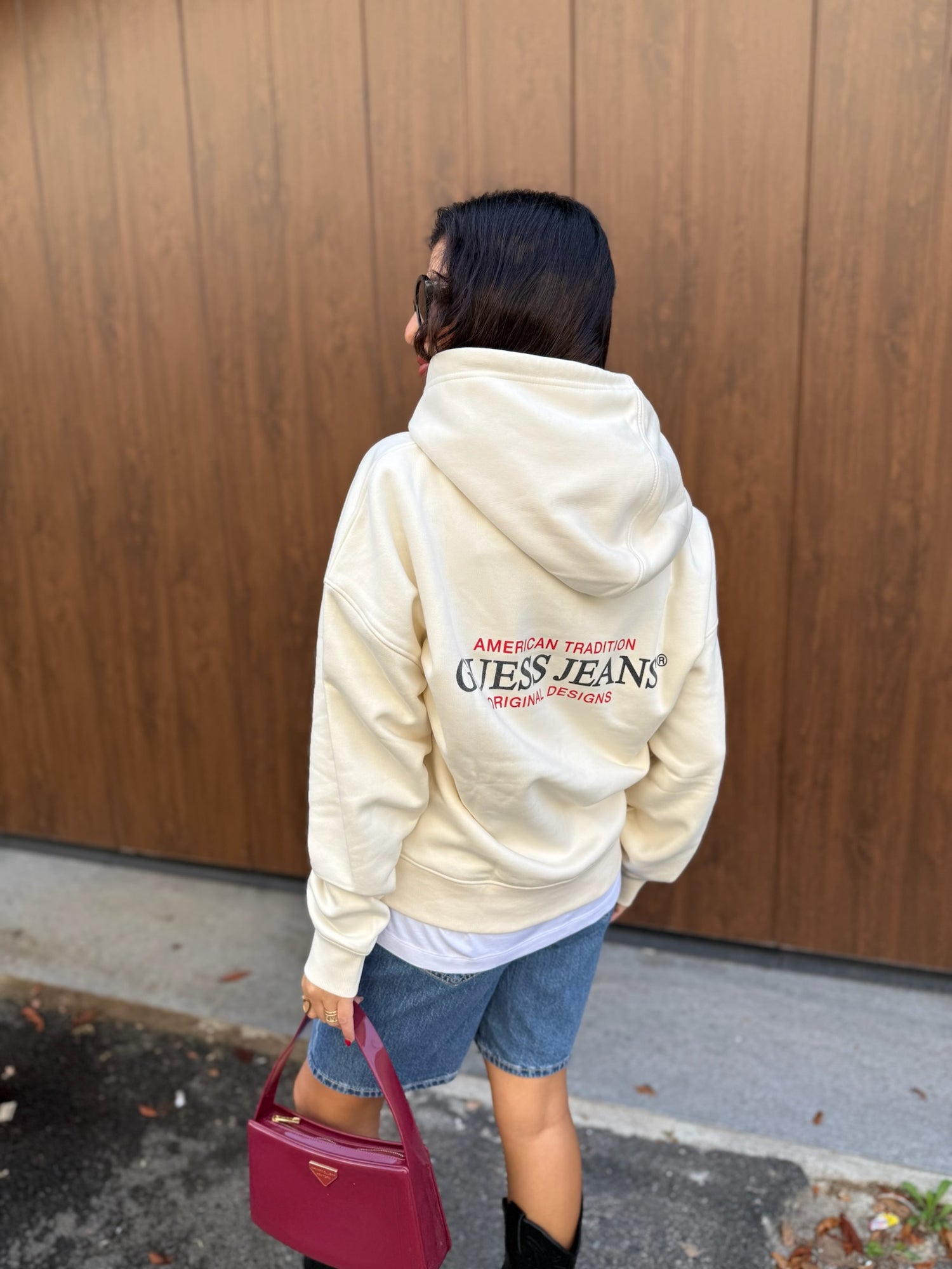 Felpa cappuccio over logo GUESS JEANS