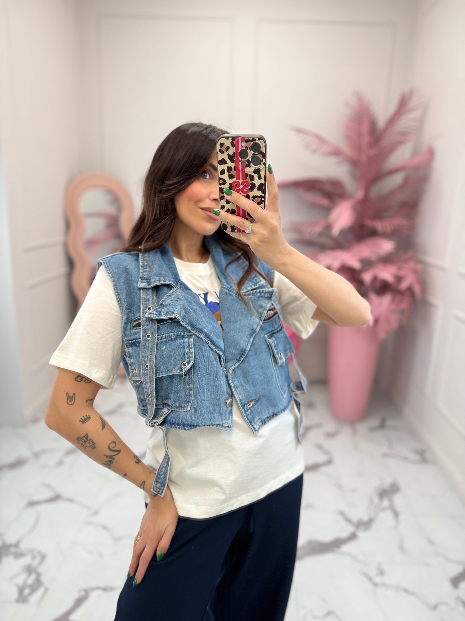 Gilet crop in denim MONIQUE