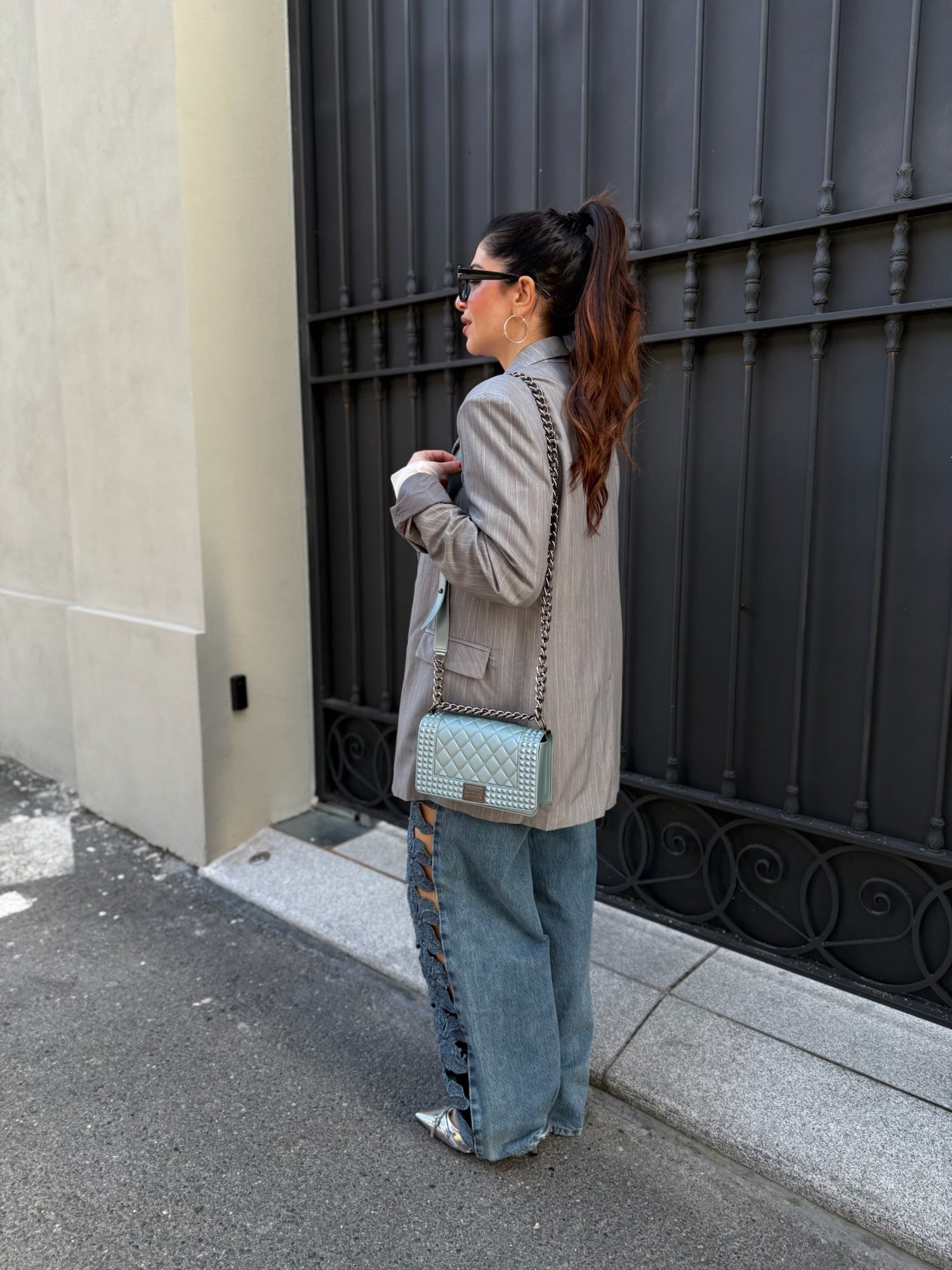 Blazer over gessato GLAMOROUS