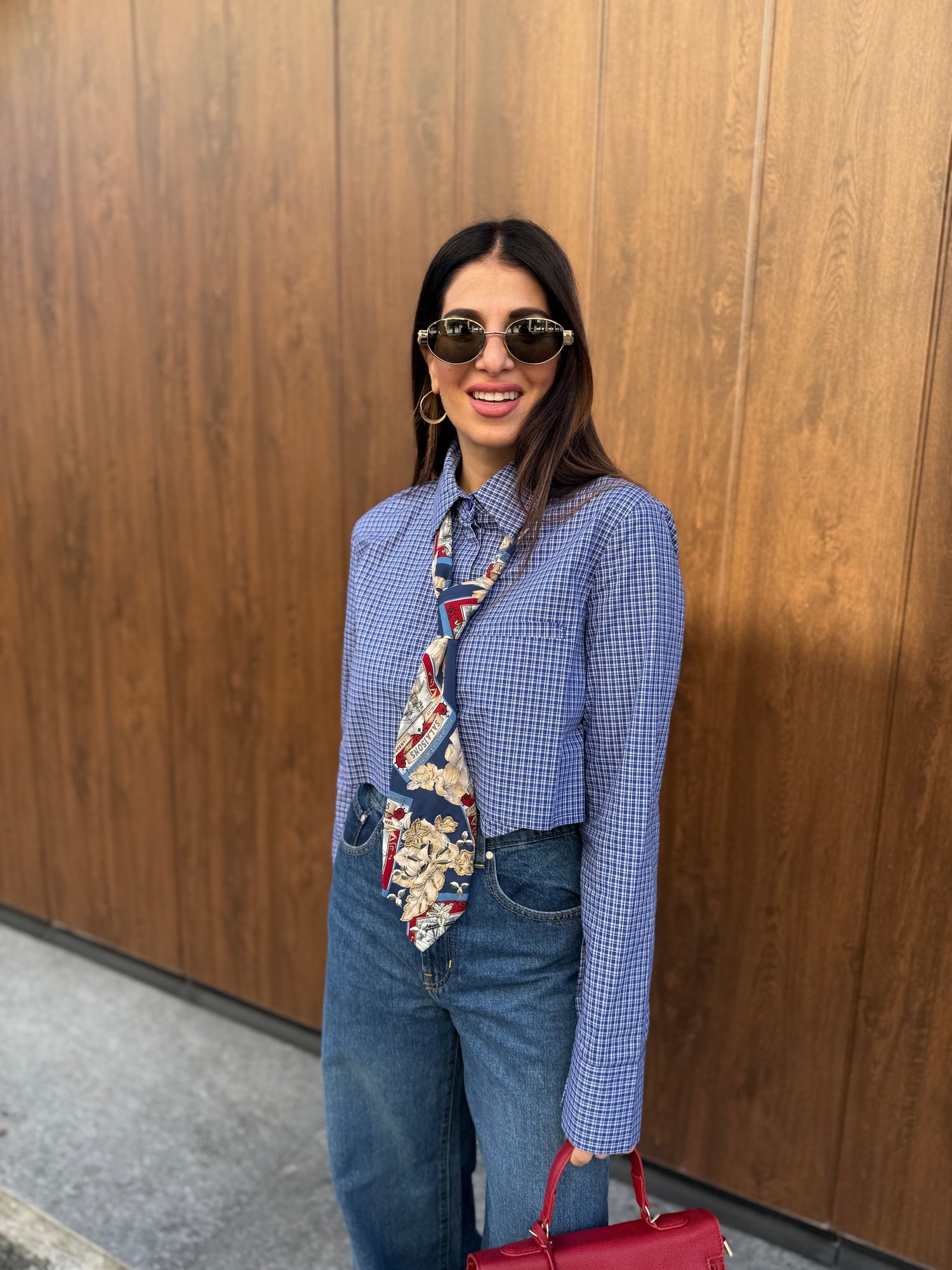 Camicia crop quadri LUMINA