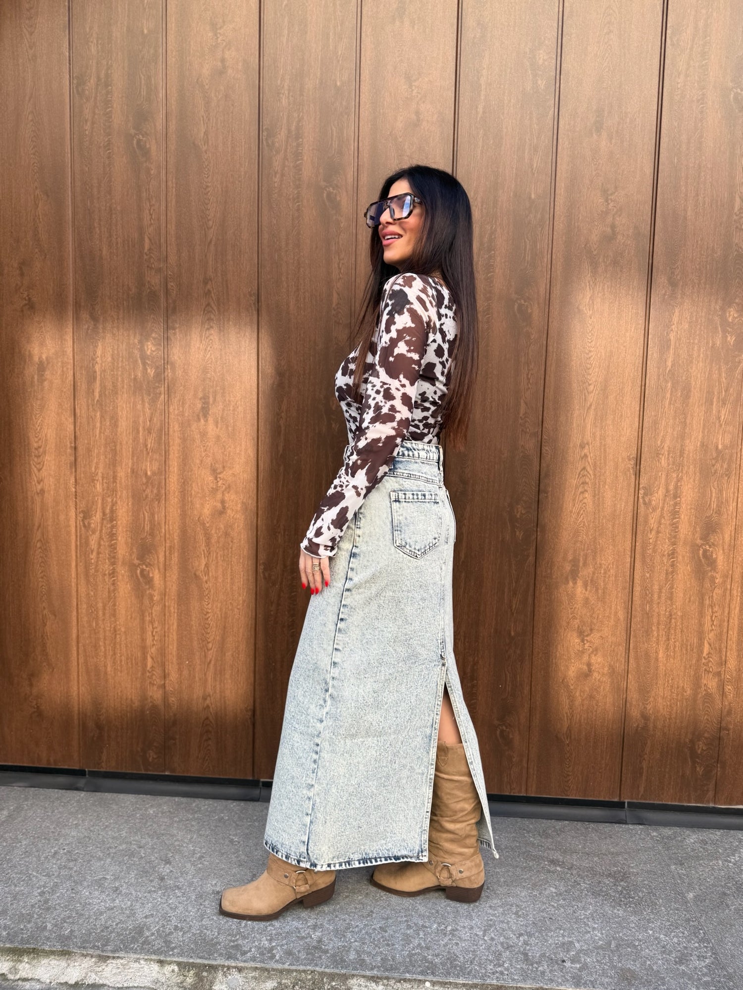 Gonna lunga denim “Ilary” GLAMOROUS
