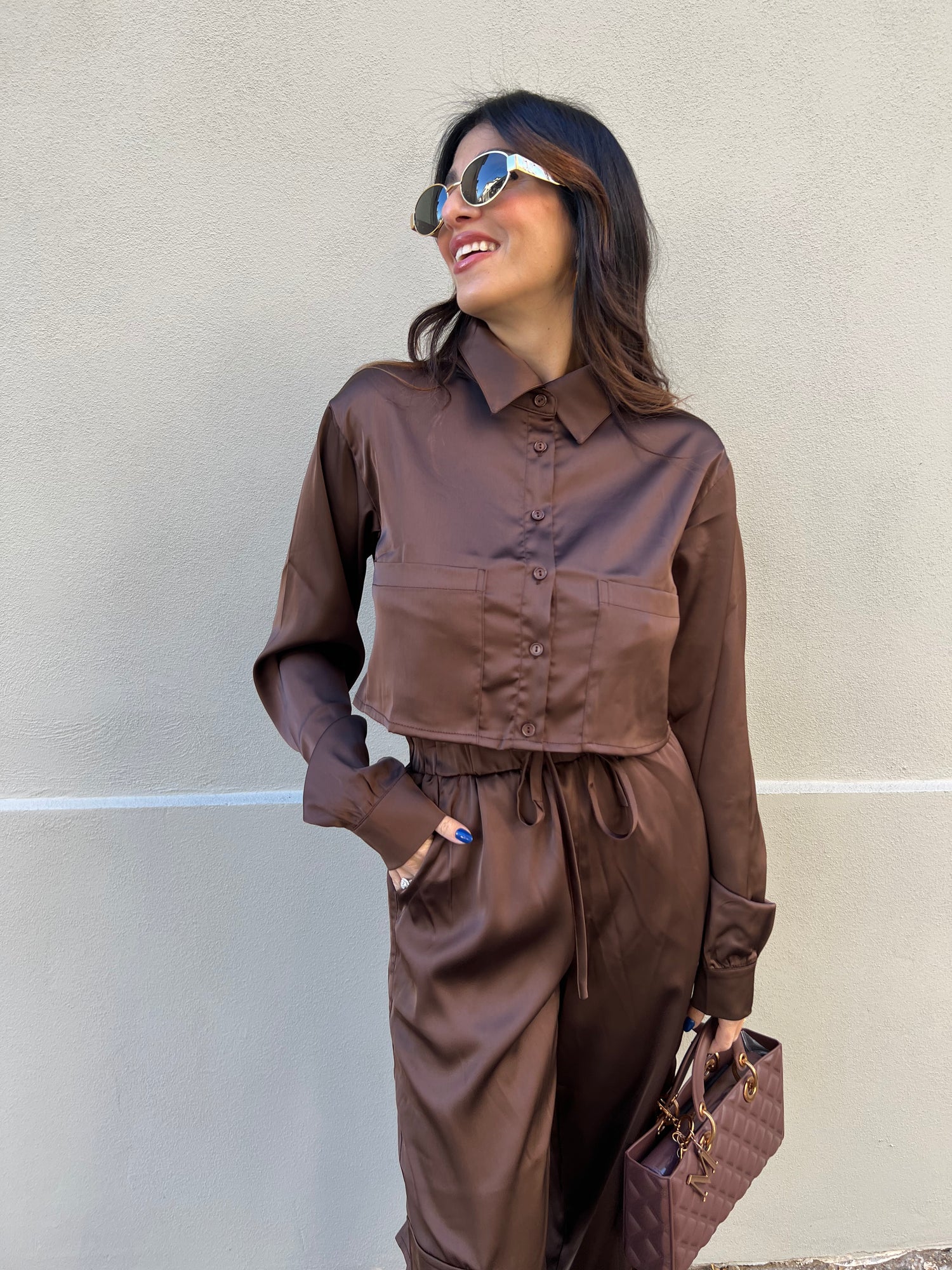 Camicia crop “Satin” GLAMOROUS