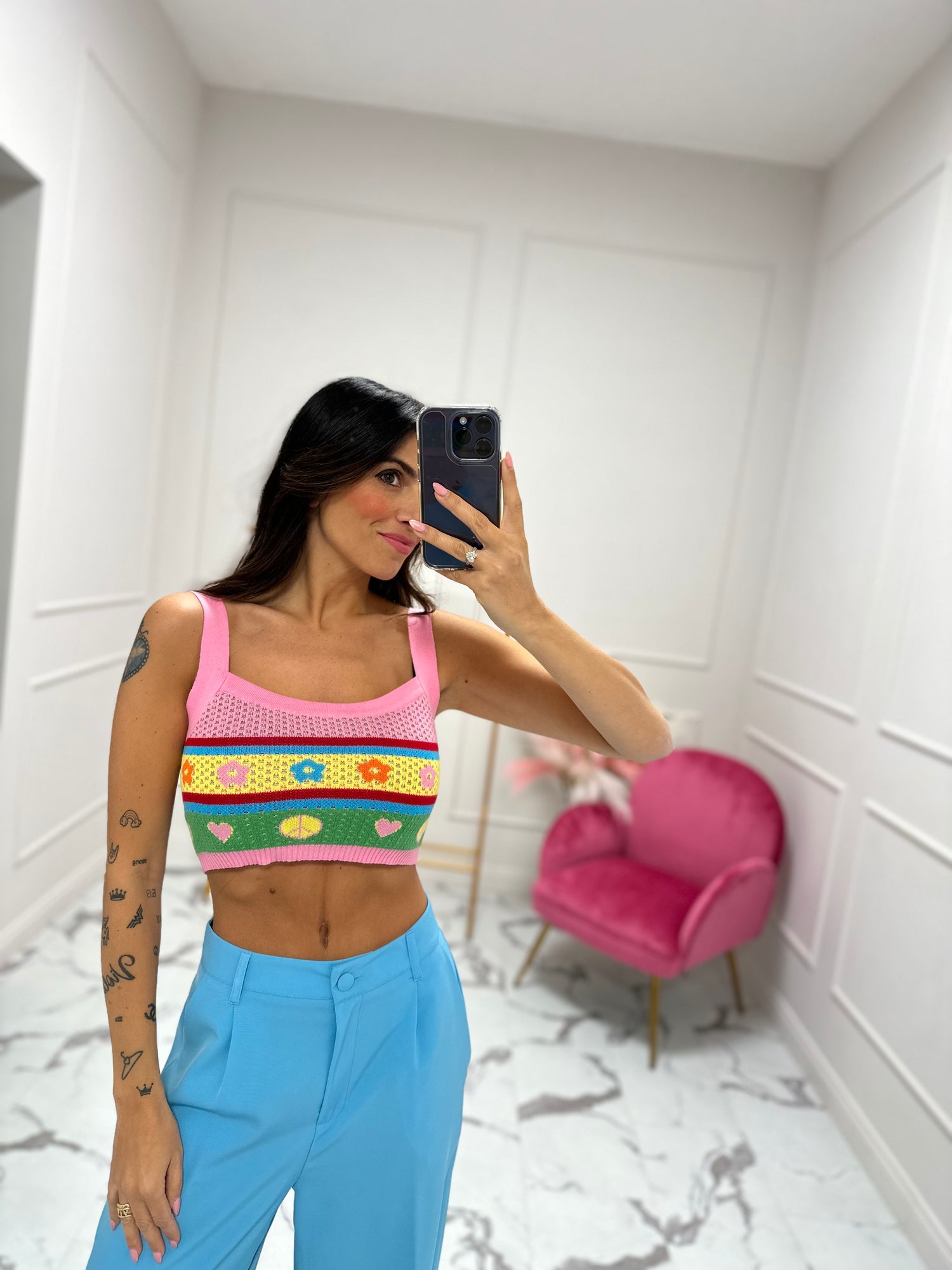 Top in maglia “Rainbow” GLAMOROUS