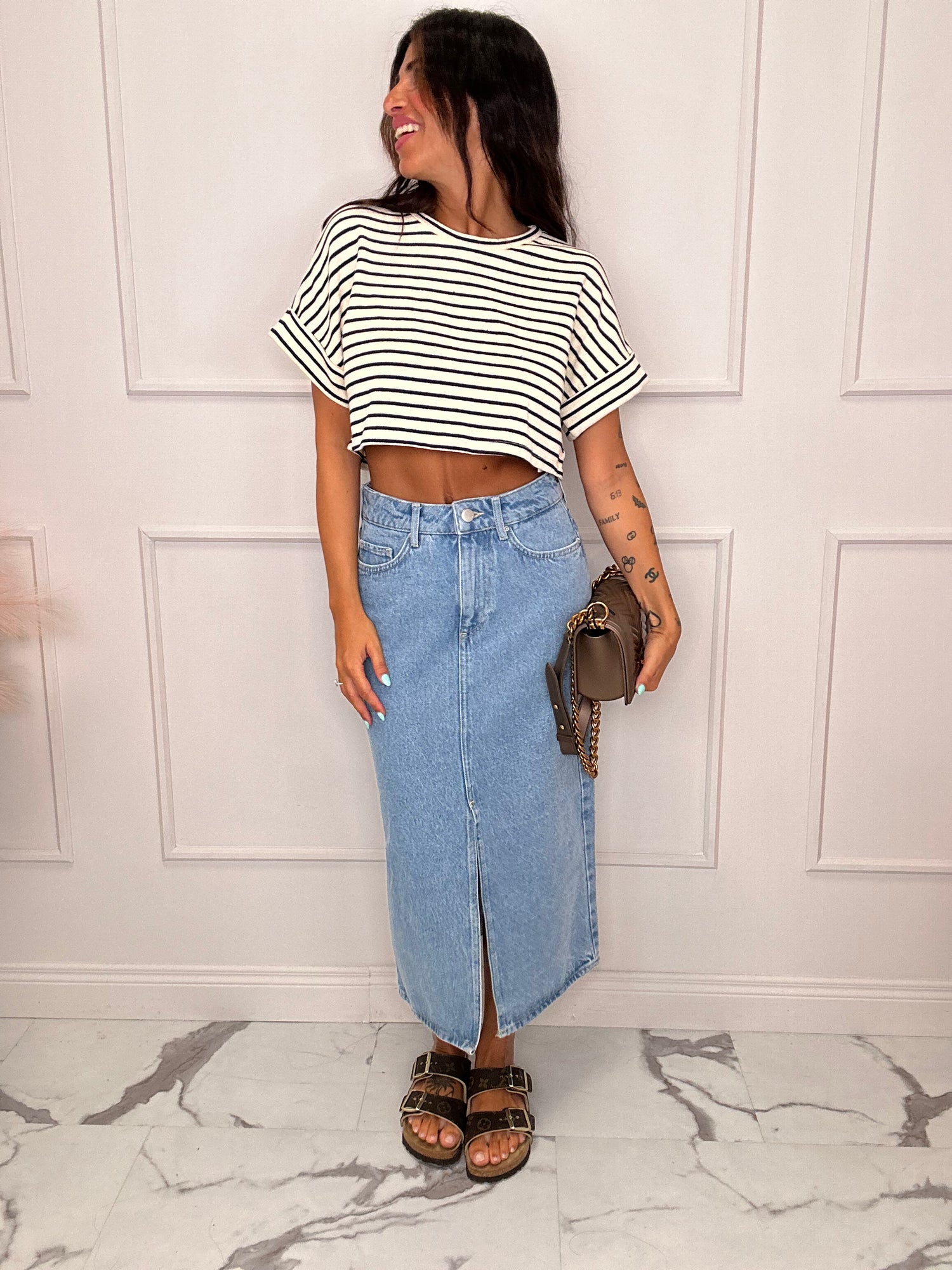 T-shirt crop righe LUMINA