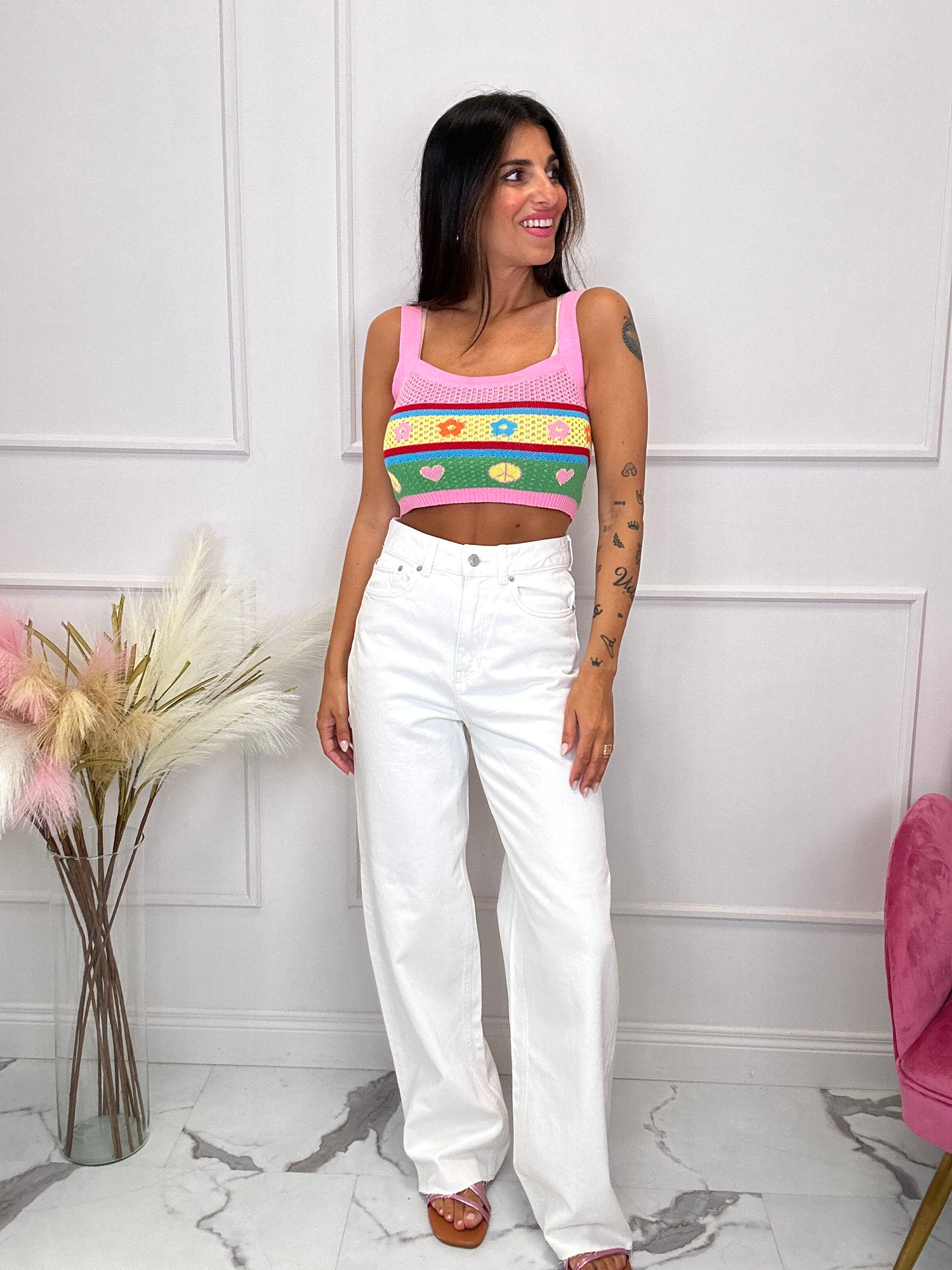 Top in maglia “Rainbow” GLAMOROUS