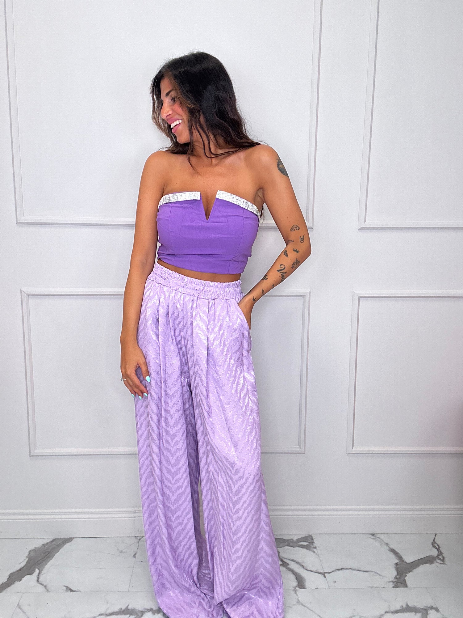 Top corto strass LUMINA