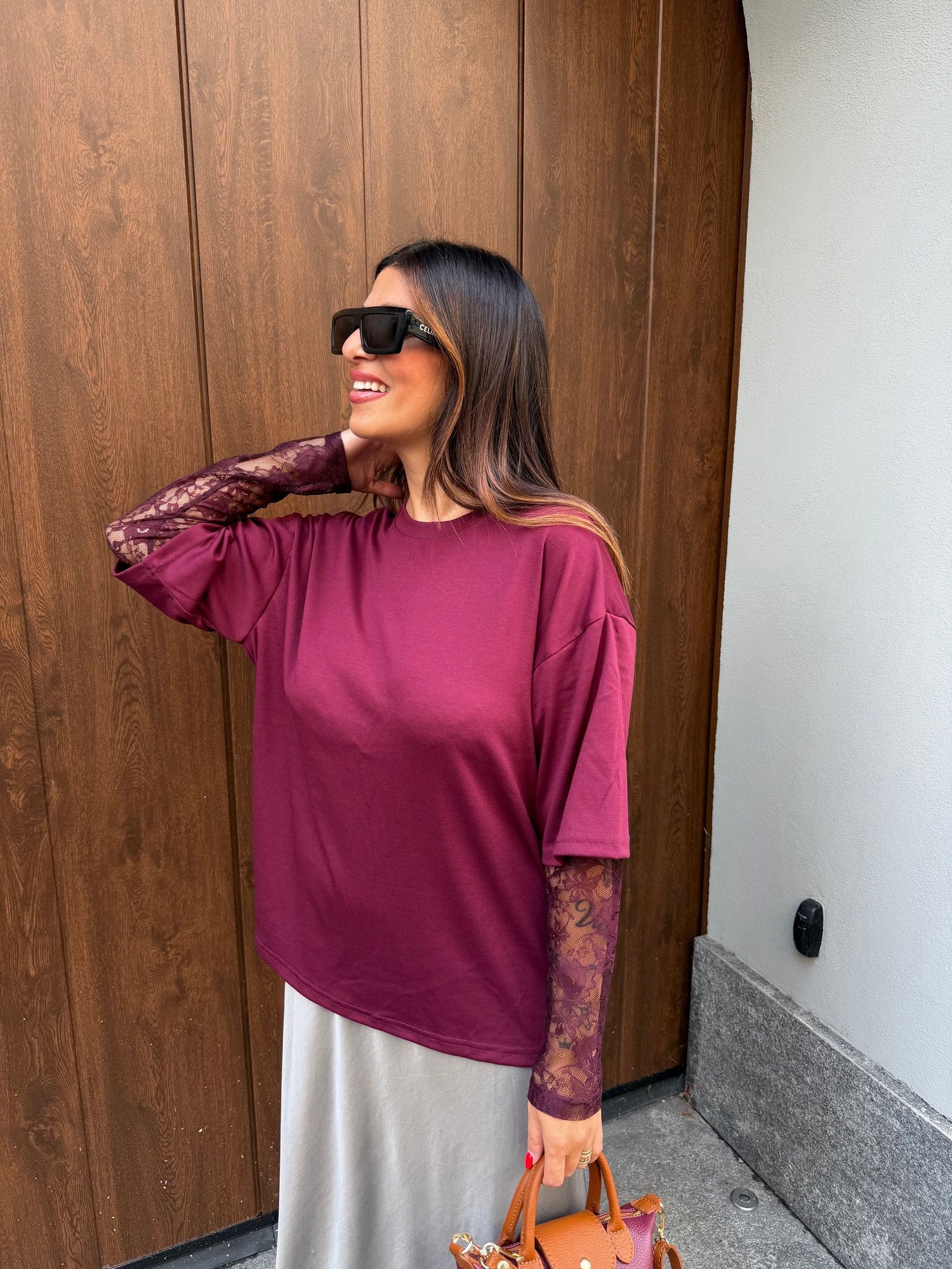 T-shirt manica pizzo Tahalia ONLY