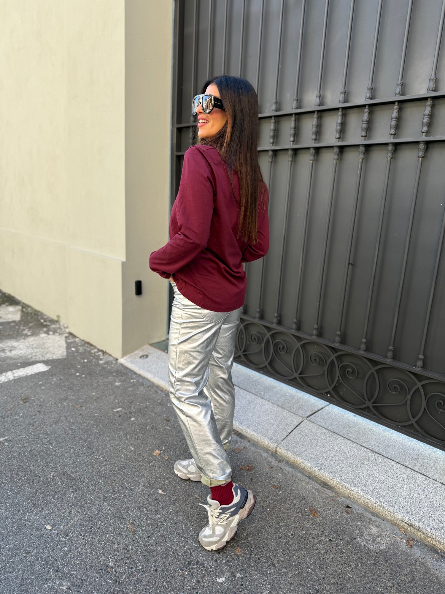 Pantalone ecopelle “Emily Silver” ONLY