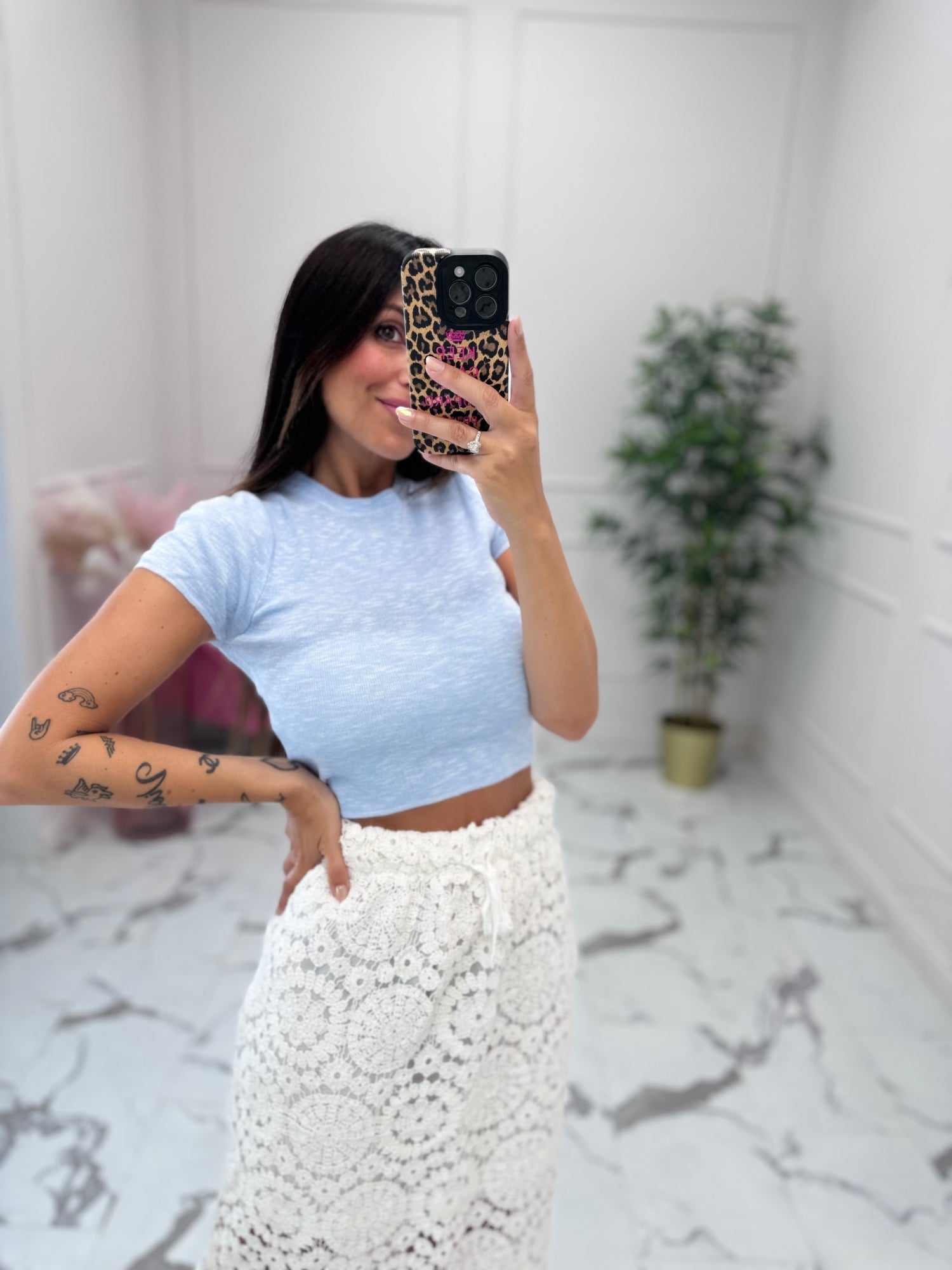 T-shirt crop in maglia LUMINA