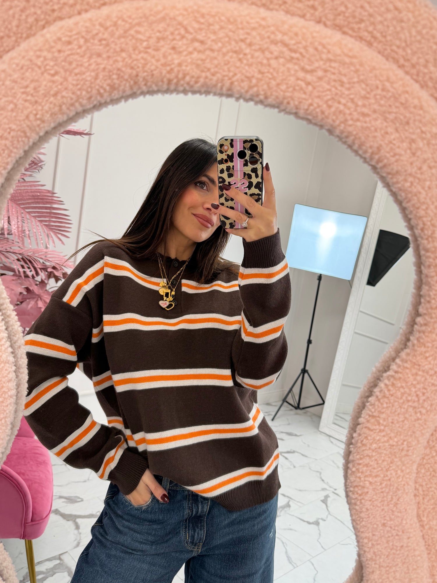 Maglioncino a polo righe HAVE ONE