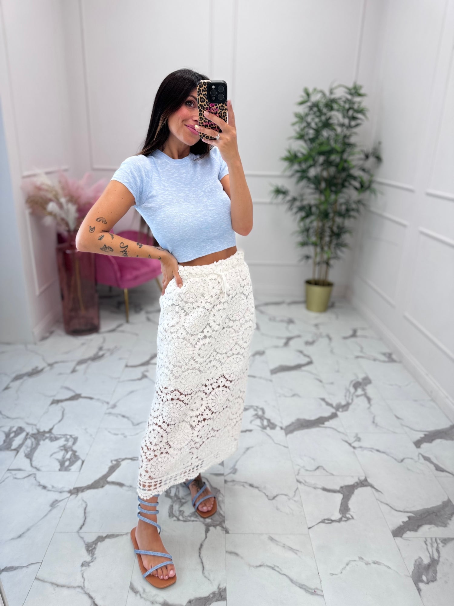 T-shirt crop in maglia LUMINA