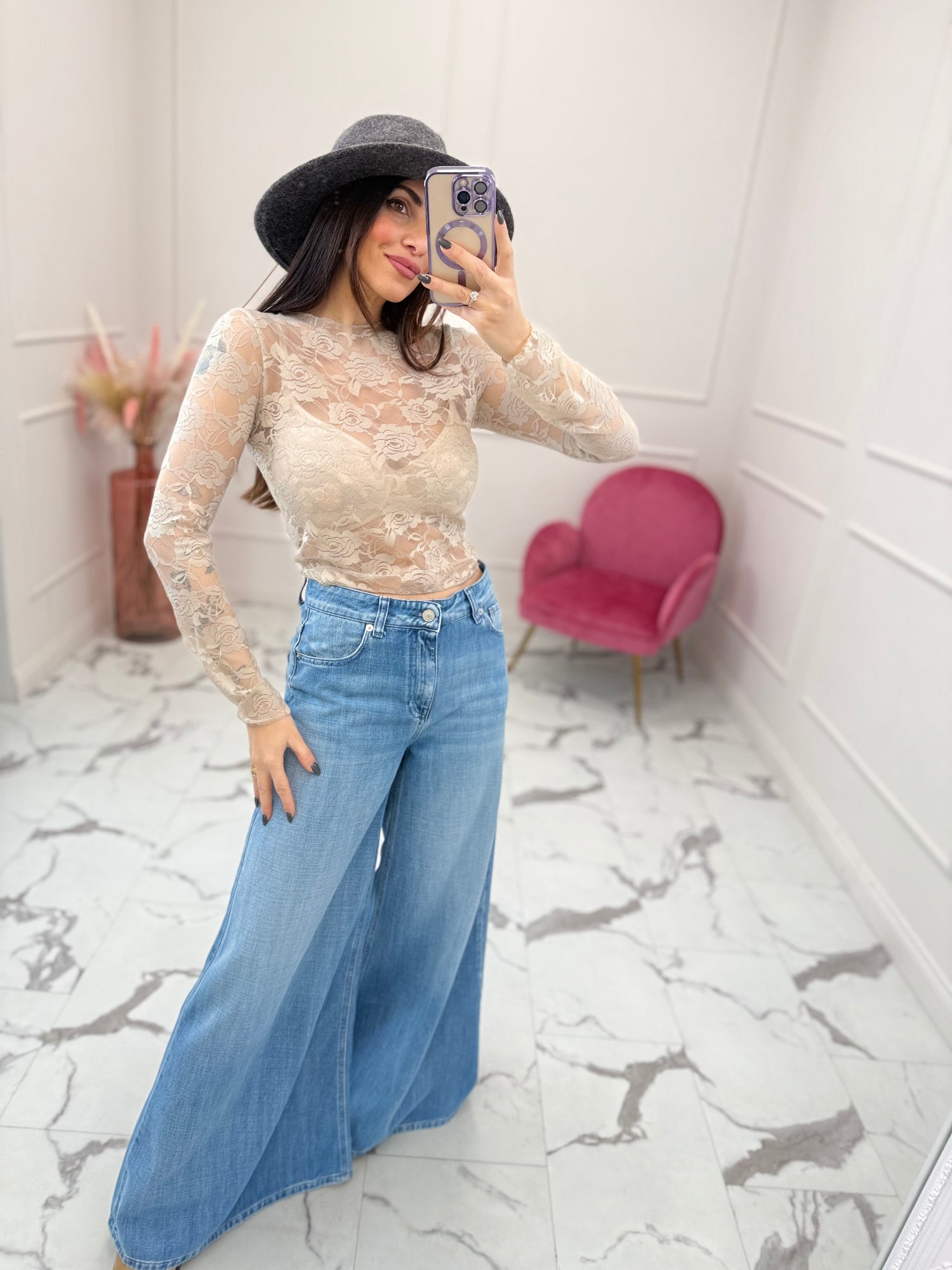 Maglia pizzo crop LIP