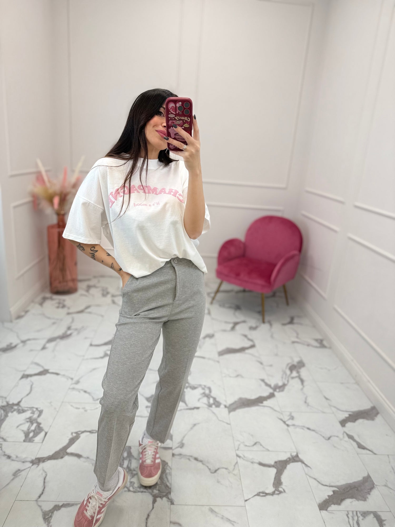 Pantalone tailleur “Silver Flower” VICOLO