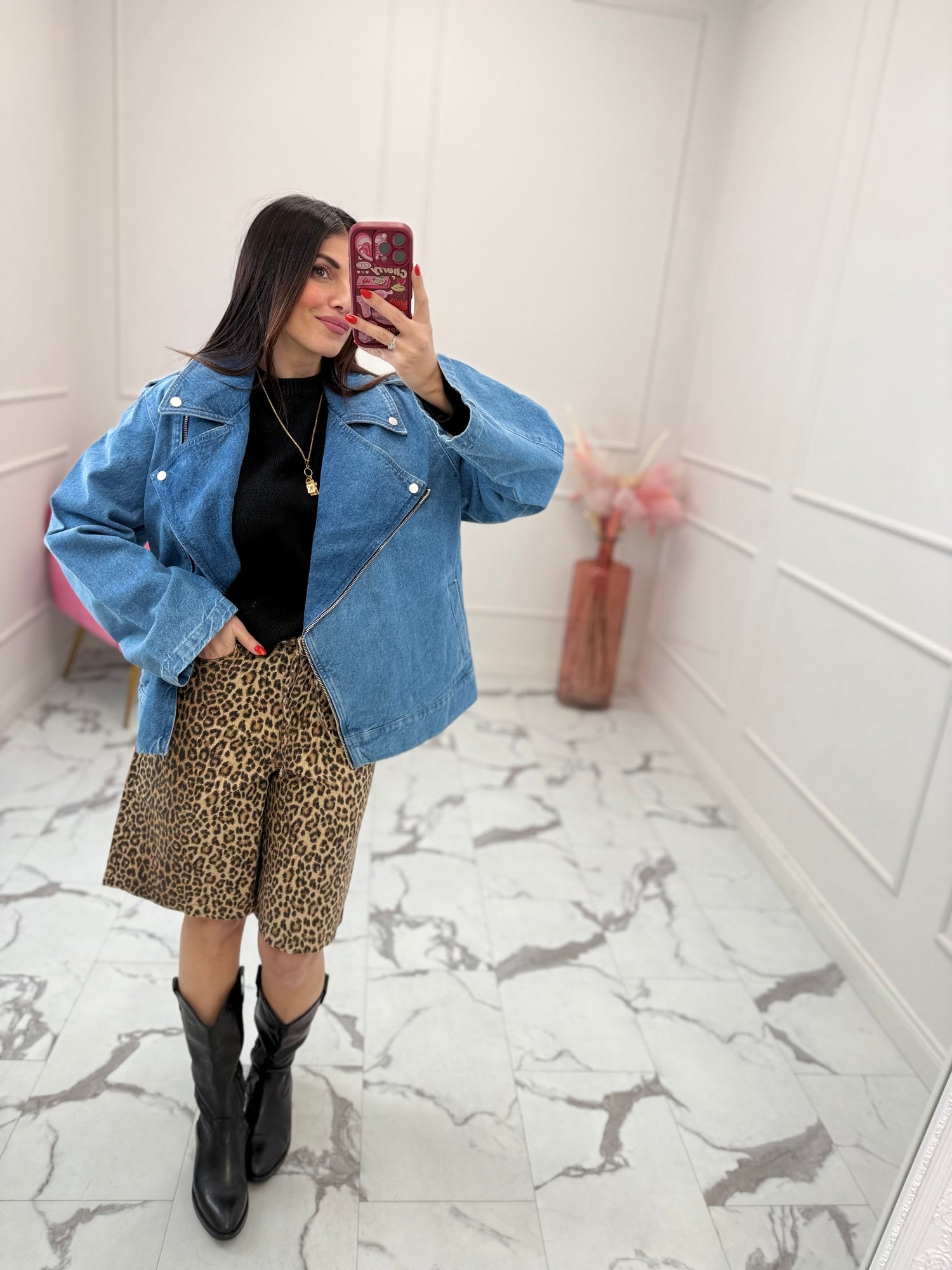 Bermuda in Denim Leopard “Naomi” ONLY
