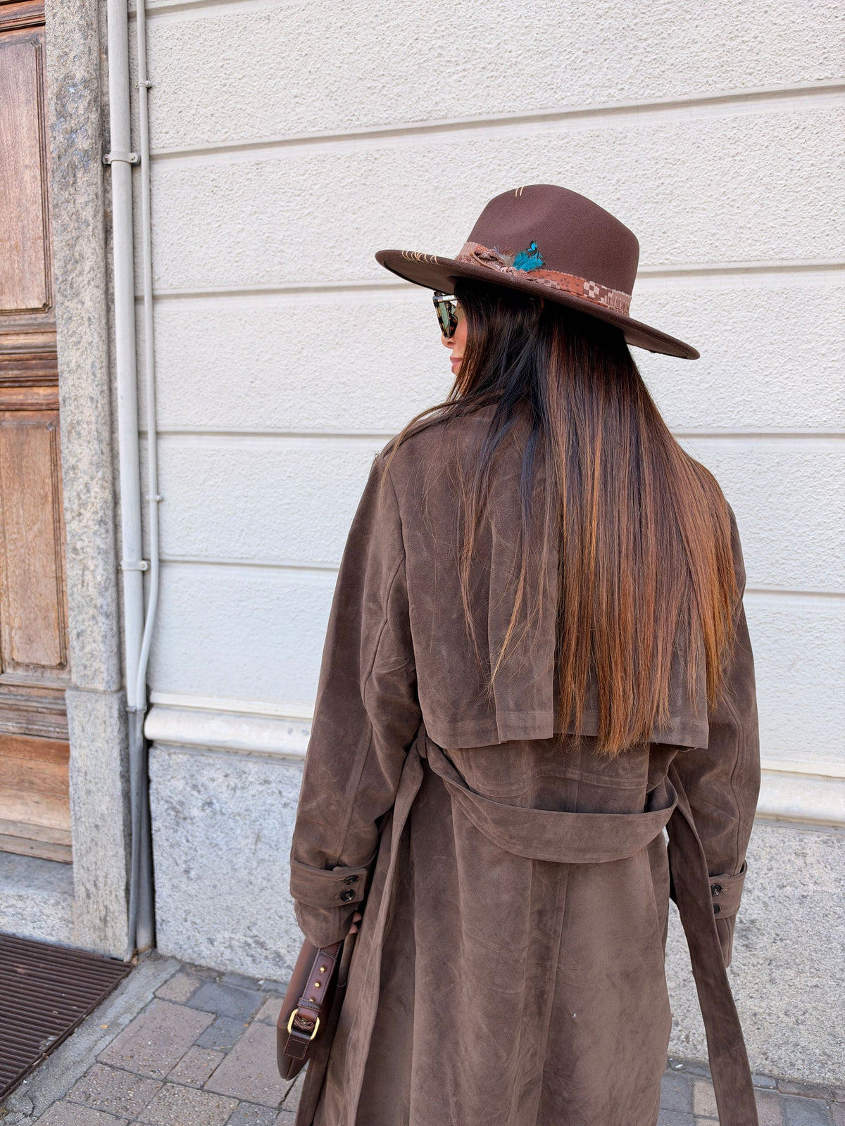 Trench lungo suede Cassandra GLAMOROUS