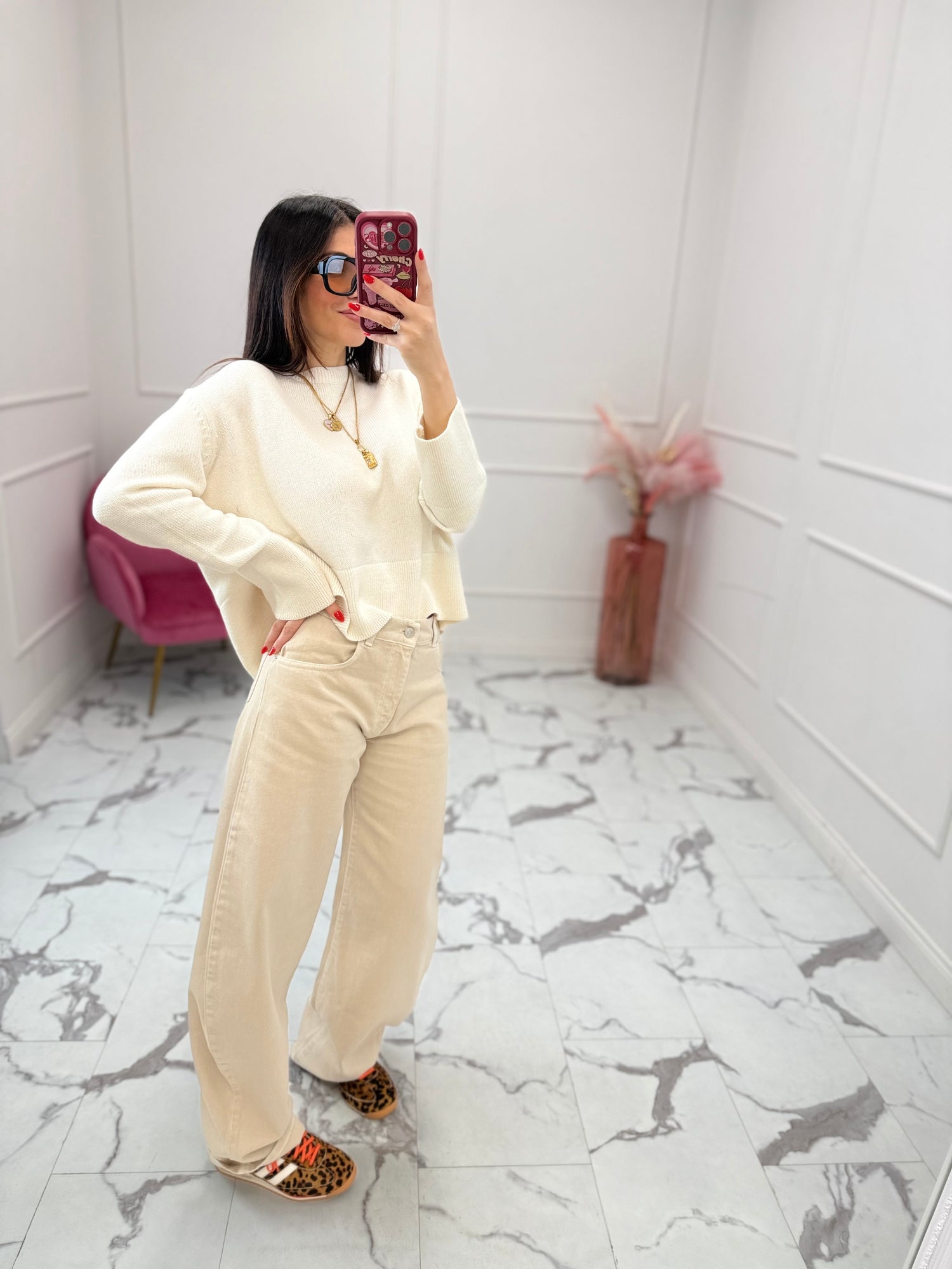 Jeans balloon “Denise beige” VICOLO