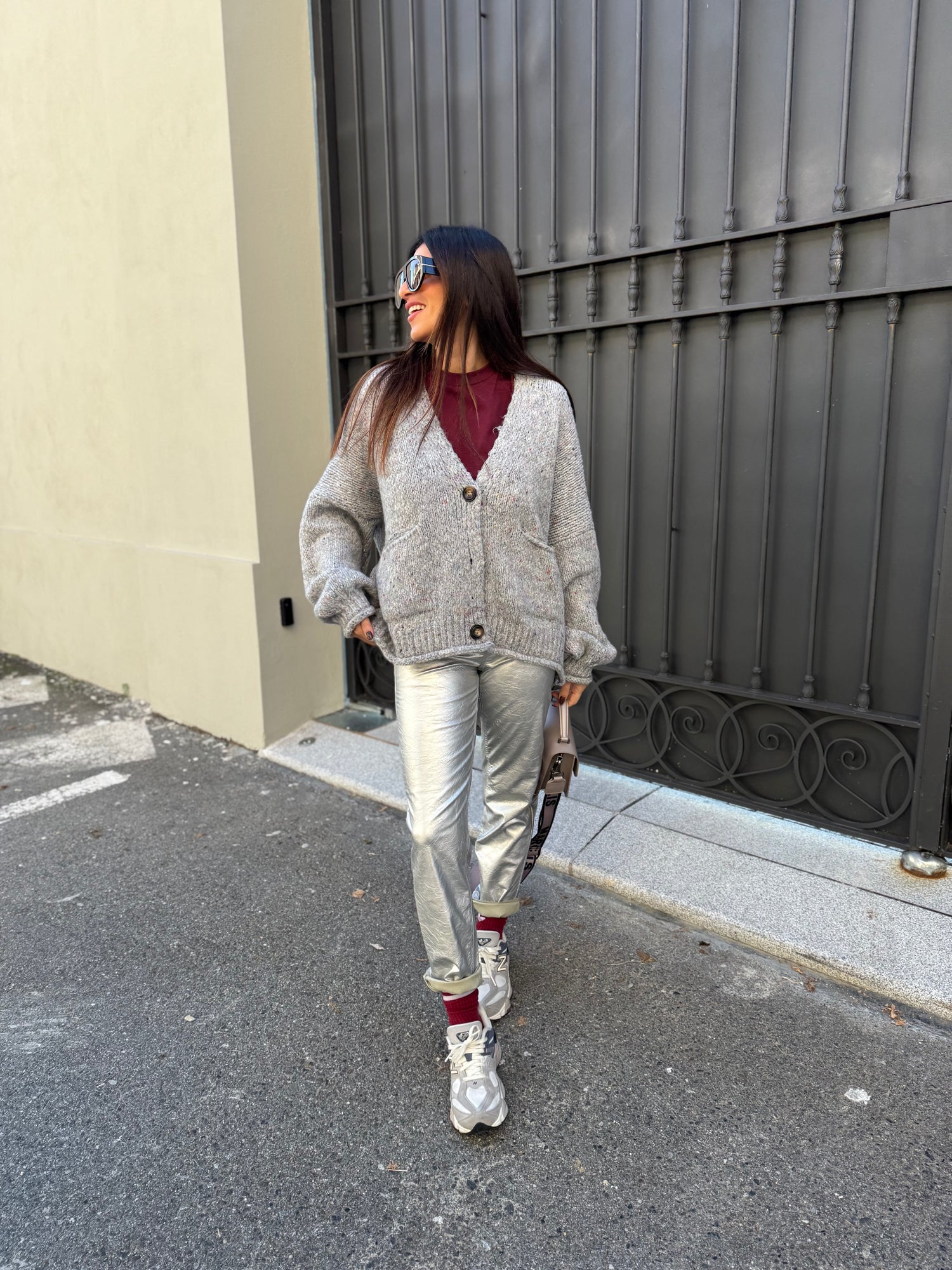 Pantalone ecopelle “Emily Silver” ONLY