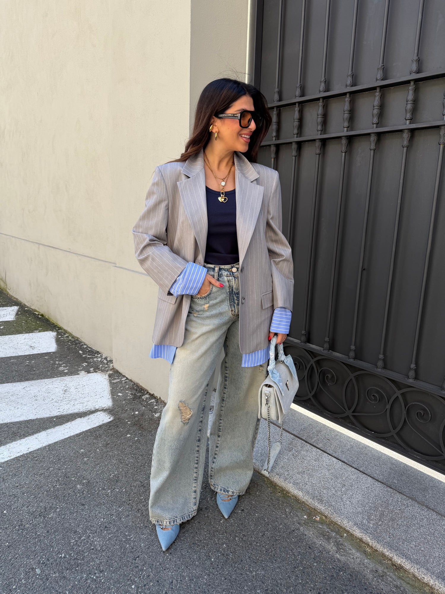 Blazer gessato combinato IMPERIAL