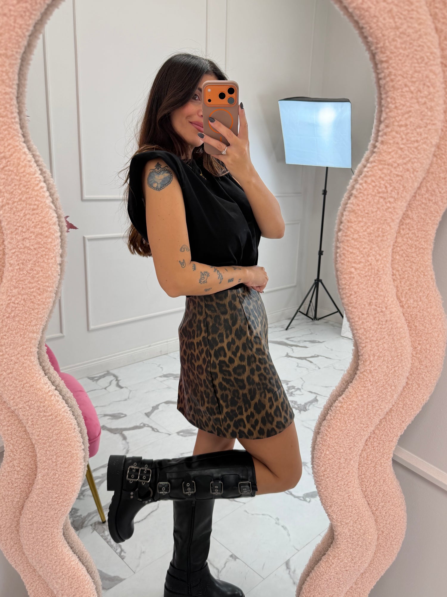 Gonna ecopelle “Leopard” GLAMOROUS