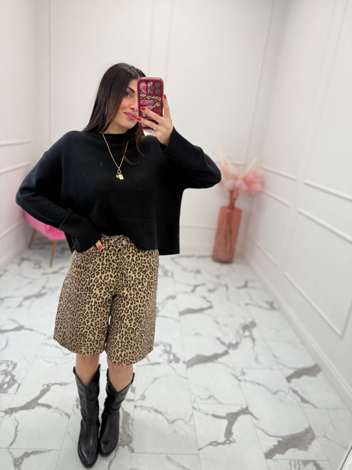 Bermuda in Denim Leopard “Naomi” ONLY
