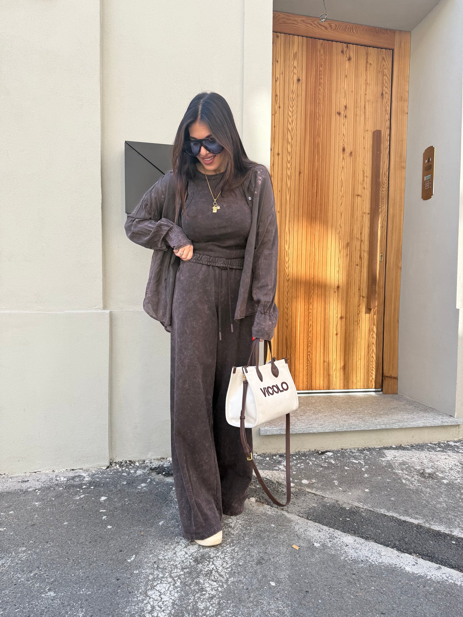 Pantalone palazzo “Stone wash” VICOLO