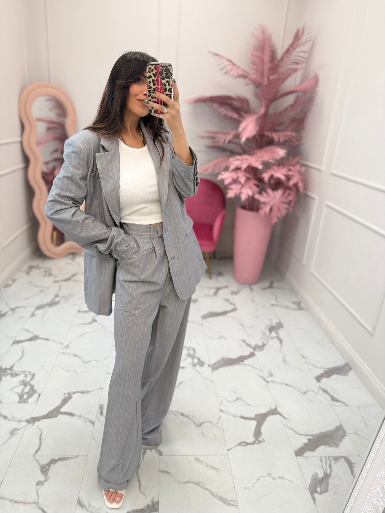 Pantalone wide leg gessato GLAMOROUS