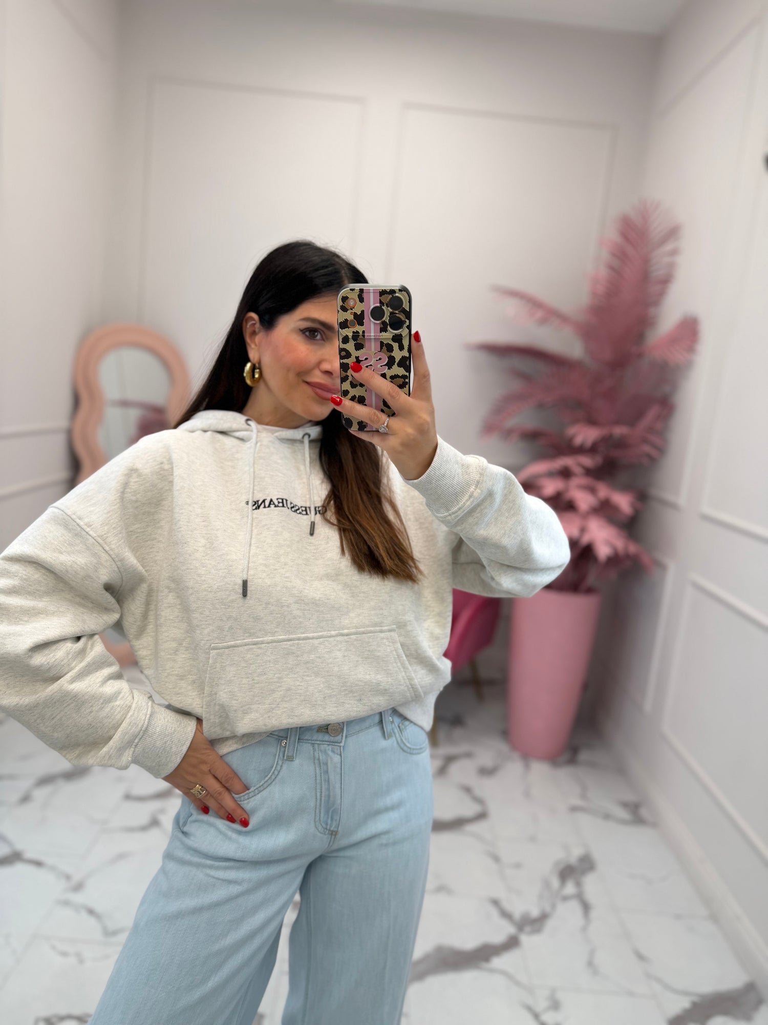 Felpa cappuccio over logo GUESS JEANS