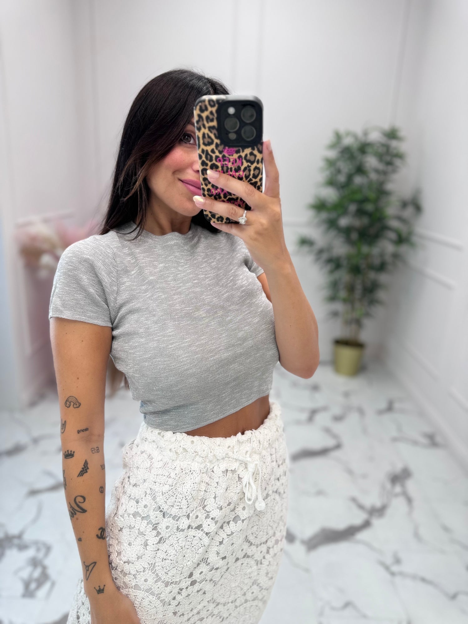 T-shirt crop in maglia LUMINA